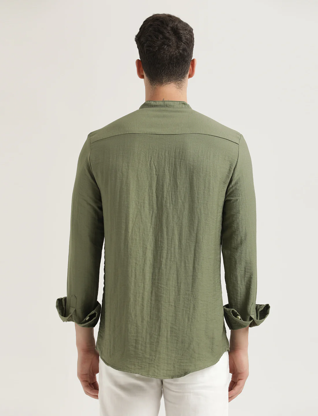 Men Mandarin Collar Nylon Shirt - Image 3