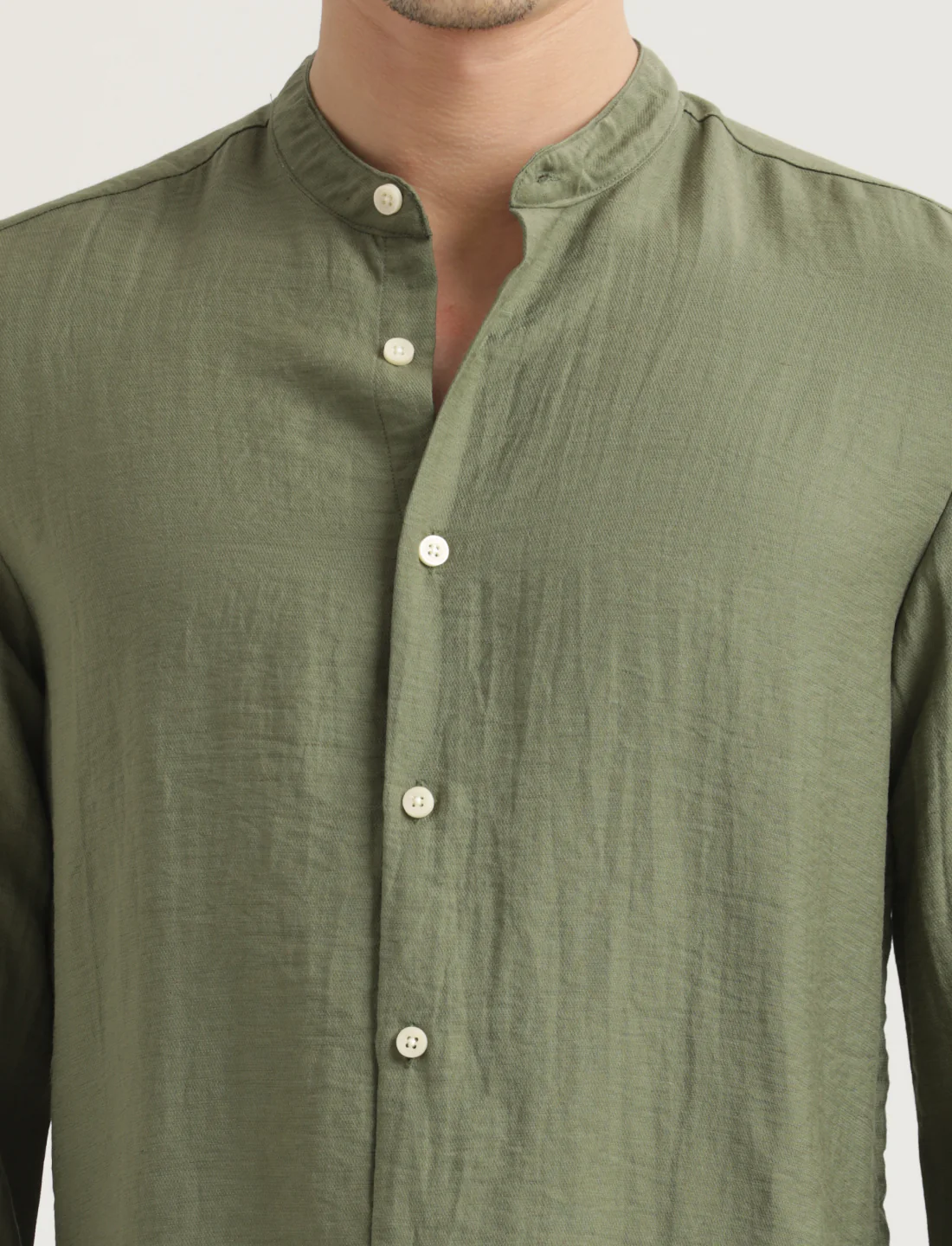Men Mandarin Collar Nylon Shirt - Image 5