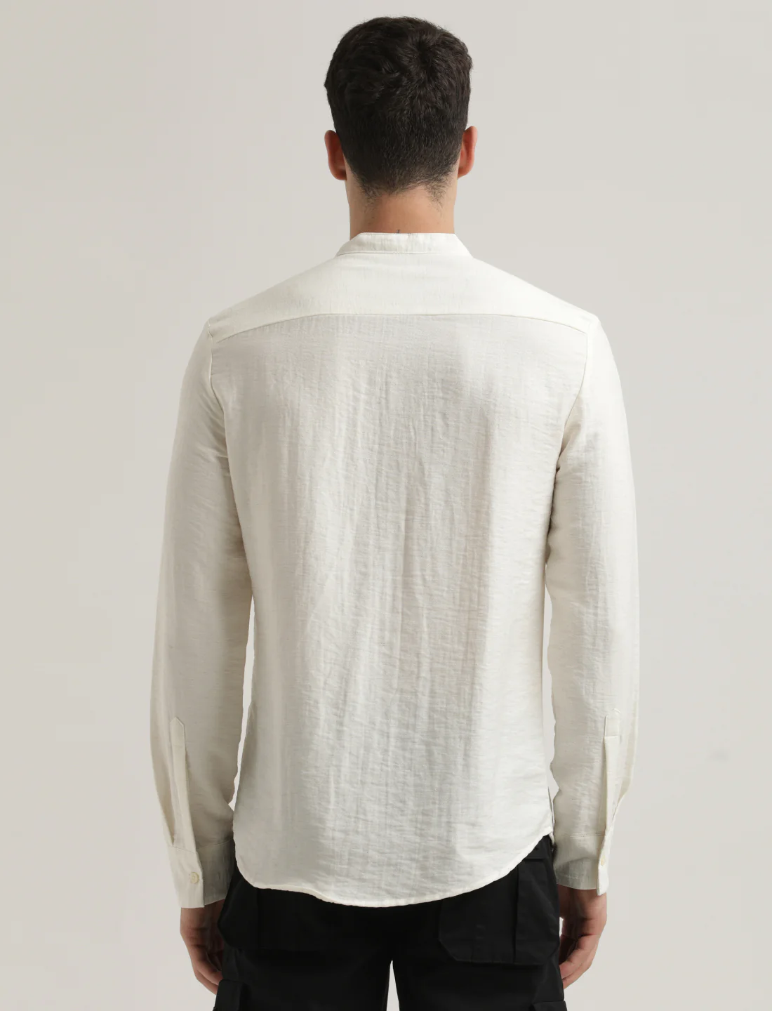 Men Mandarin Collar Nylon Shirt - Image 3