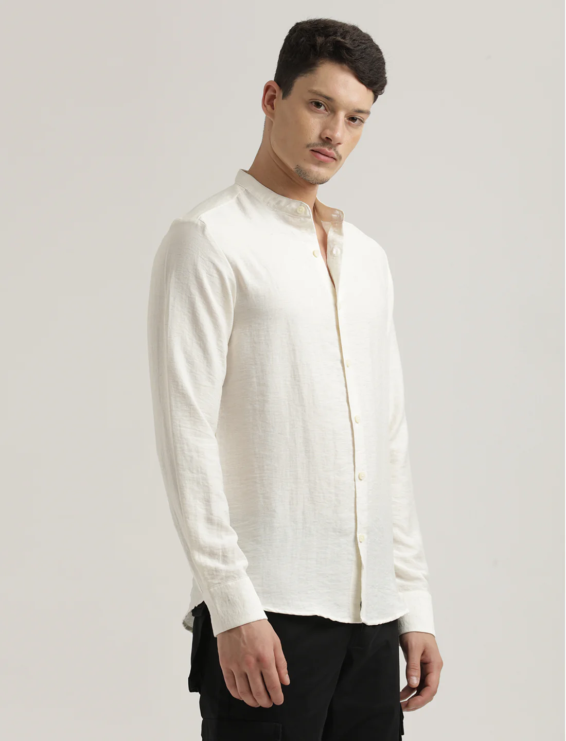 Men Mandarin Collar Nylon Shirt - Image 4