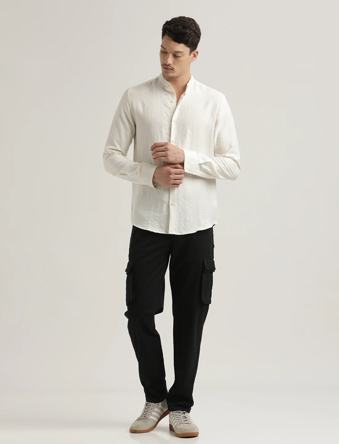 Men Mandarin Collar Nylon Shirt - Image 6