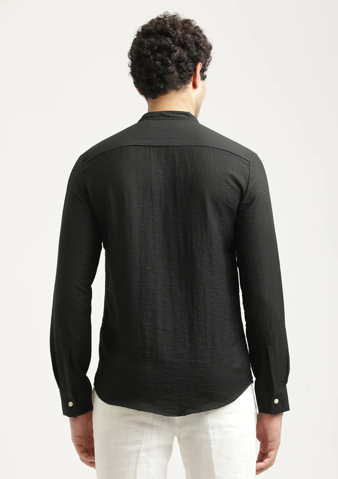 Men Mandarin Collar Nylon Shirt - Image 3