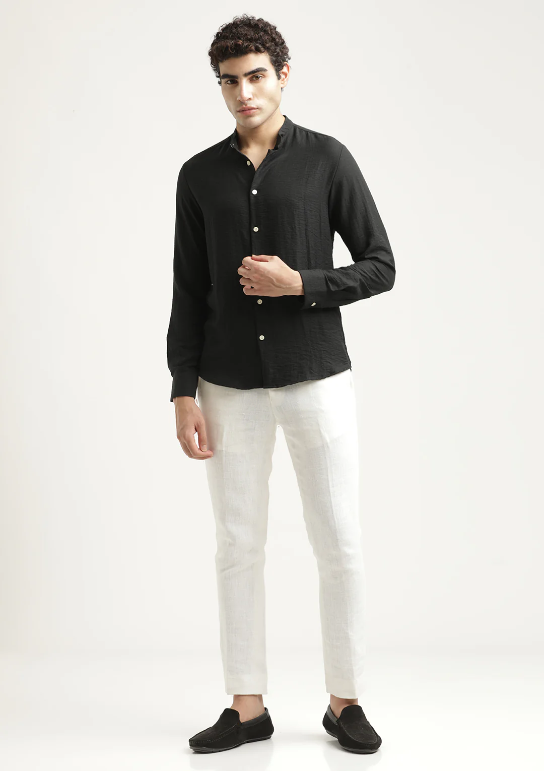 Men Mandarin Collar Nylon Shirt - Image 5