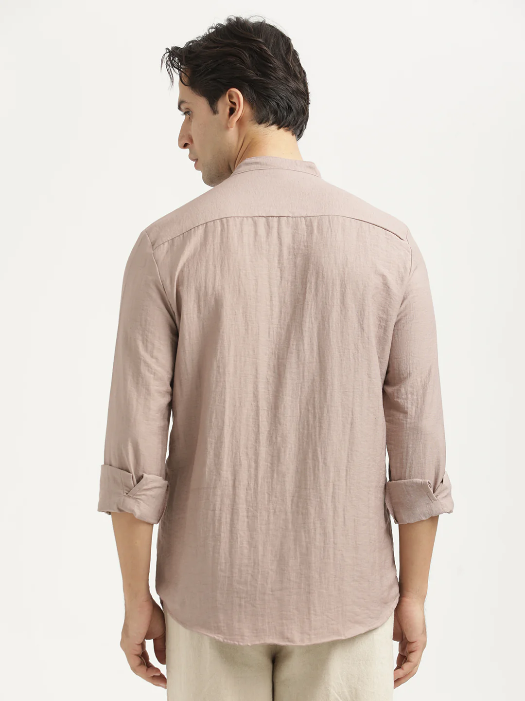Men Mandarin Collar Nylon Shirt - Image 3