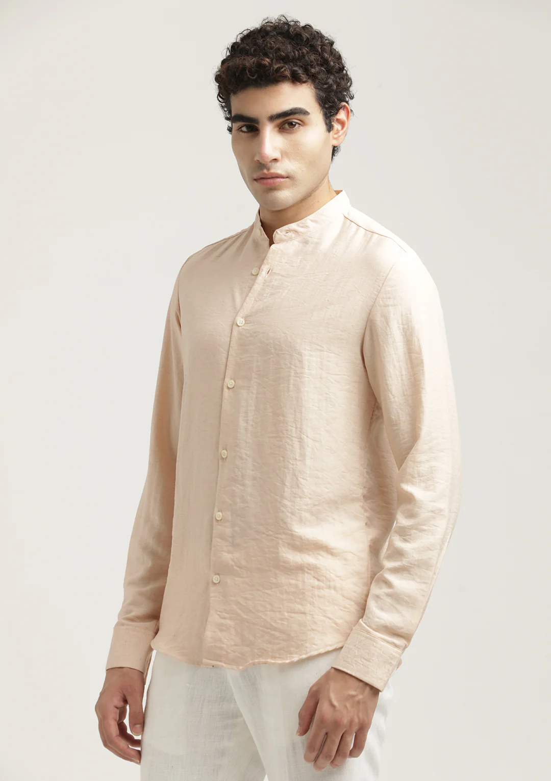 Men Mandarin Collar Nylon Shirt - Image 4