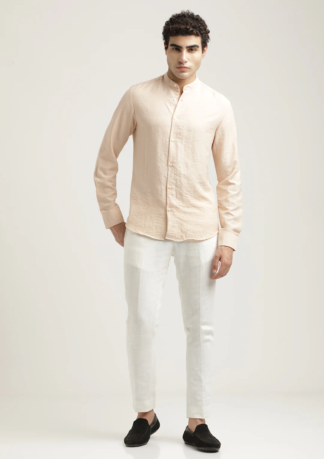 Men Mandarin Collar Nylon Shirt - Image 6
