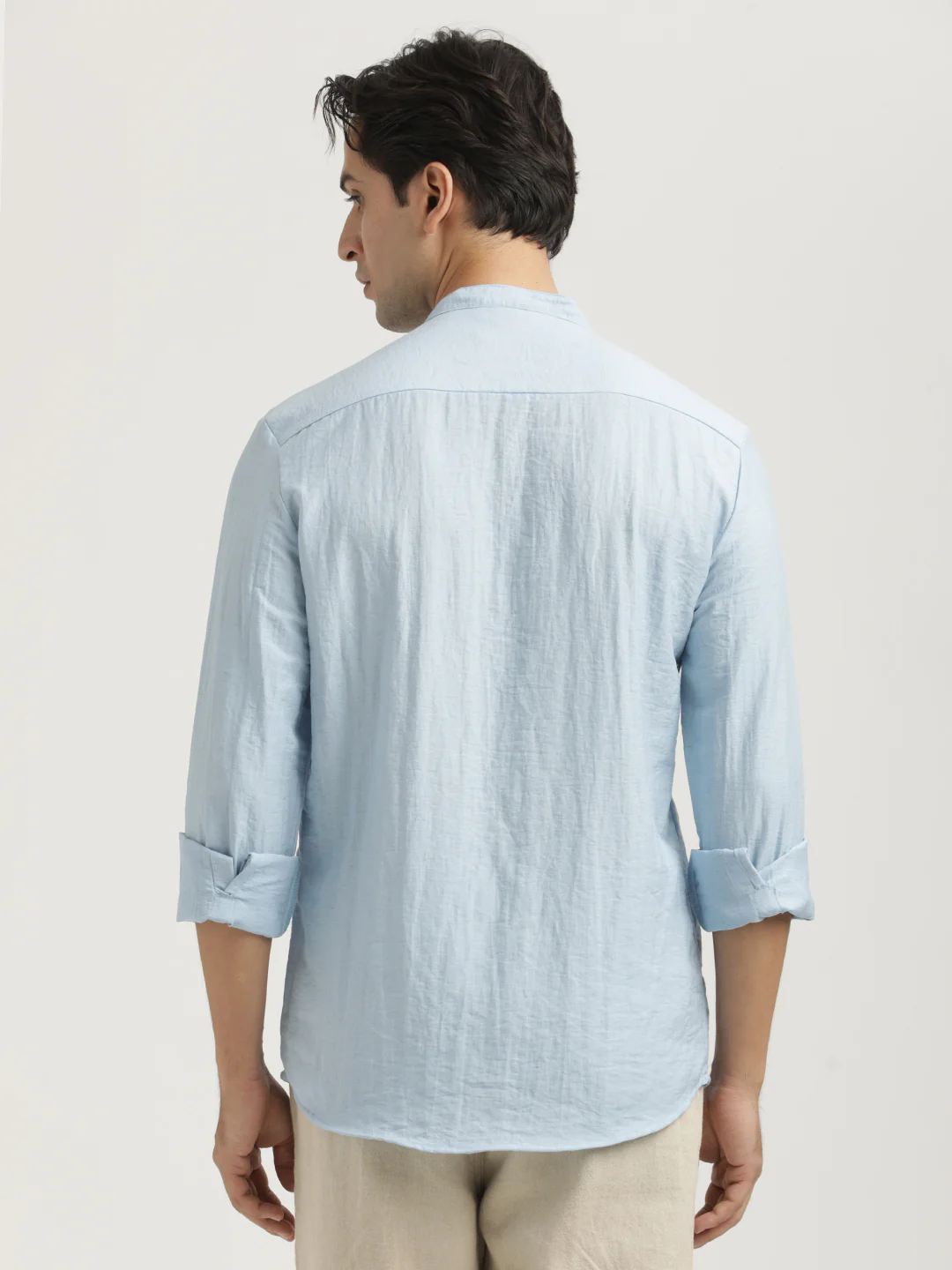 Men Mandarin Collar Nylon Shirt - Image 3