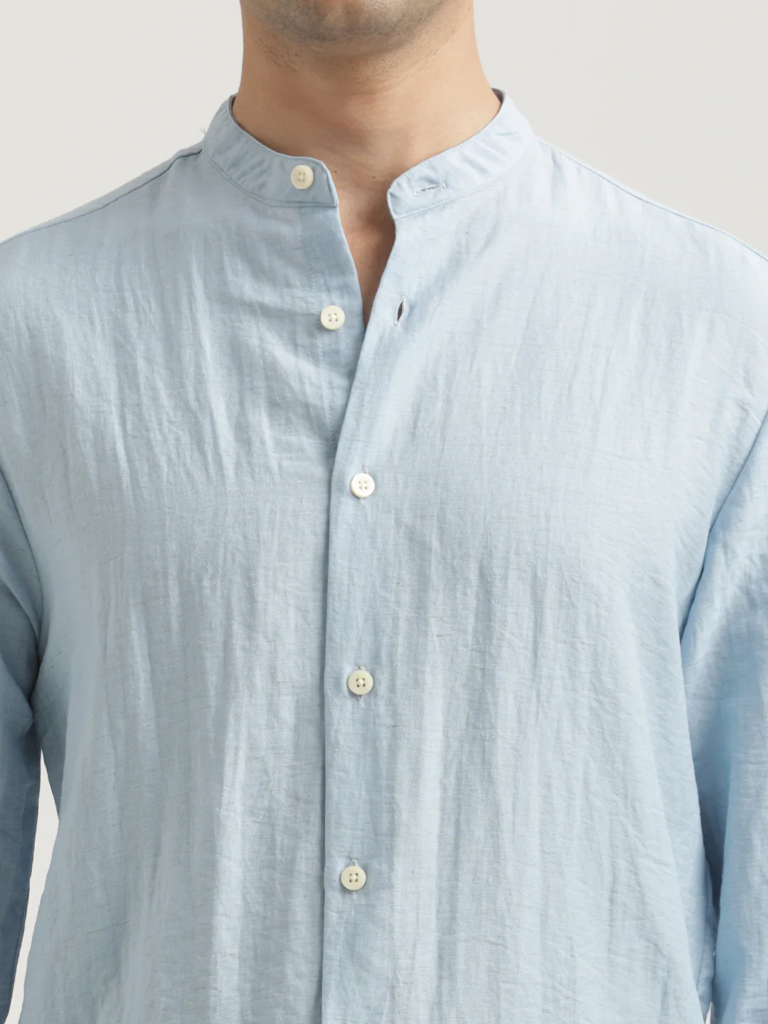 Men Mandarin Collar Nylon Shirt - Image 5