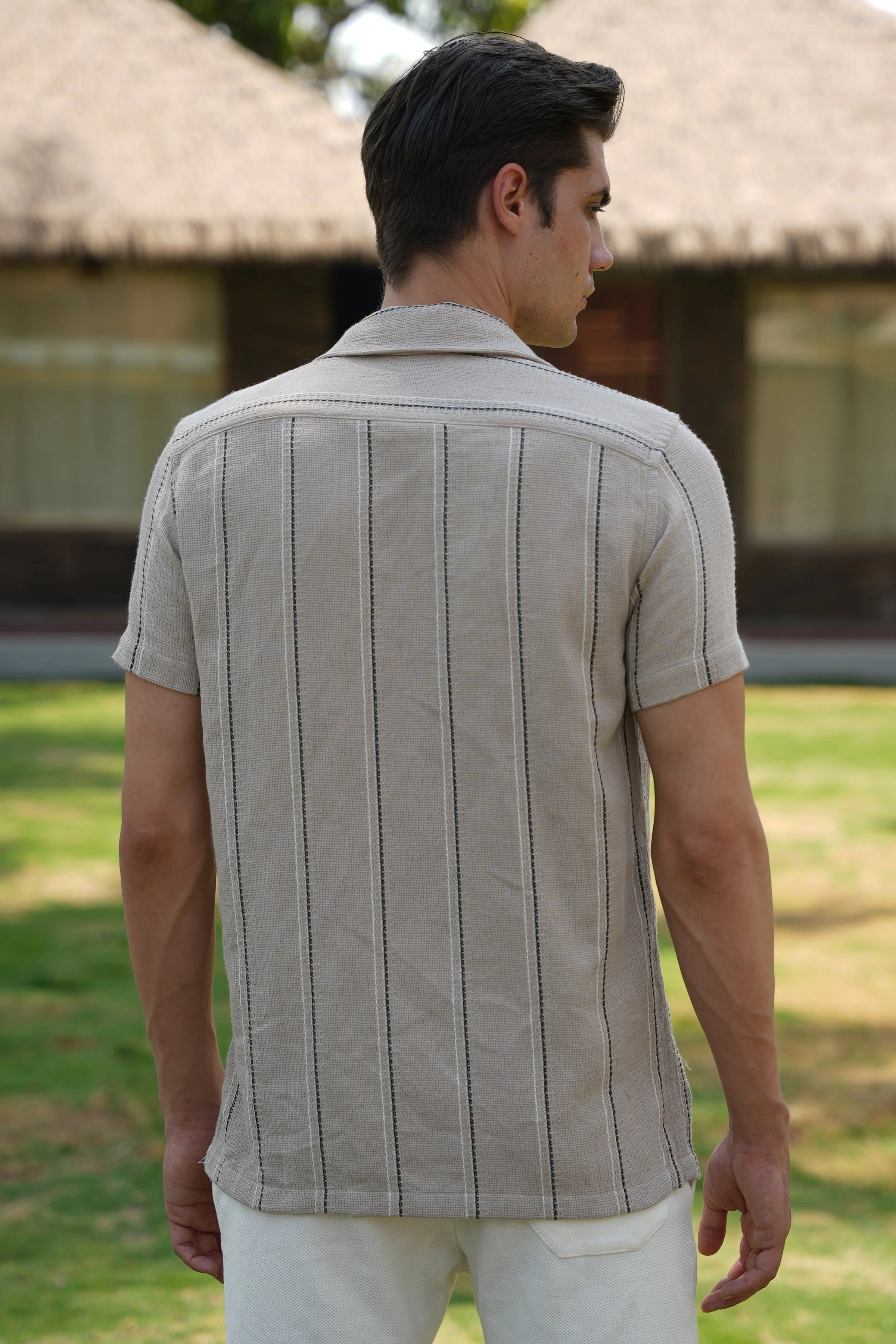 Men Mansion Striped Shirt Khaki Game - Image 7