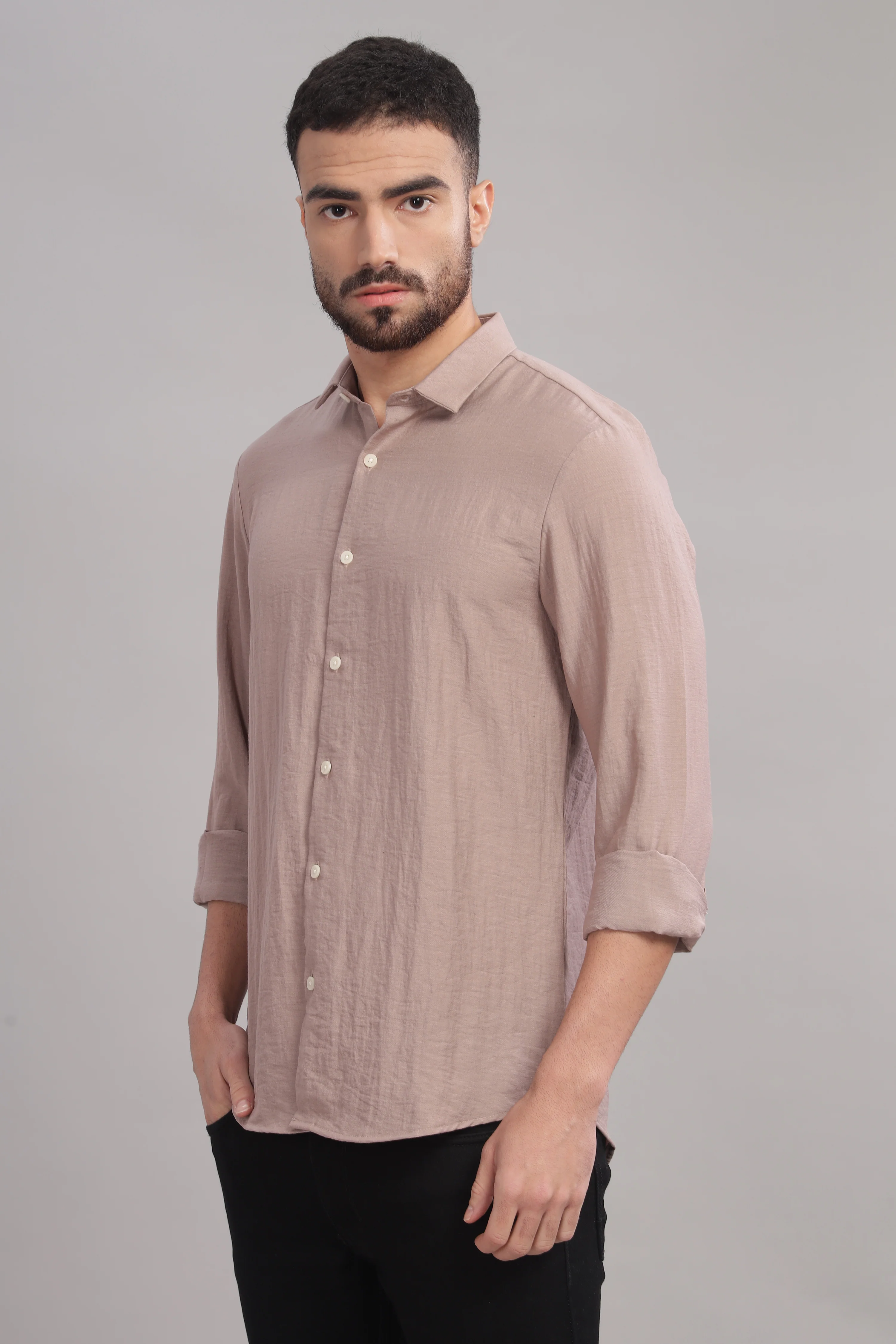 Men Marble Pink Slim Fit Shirt - Image 4