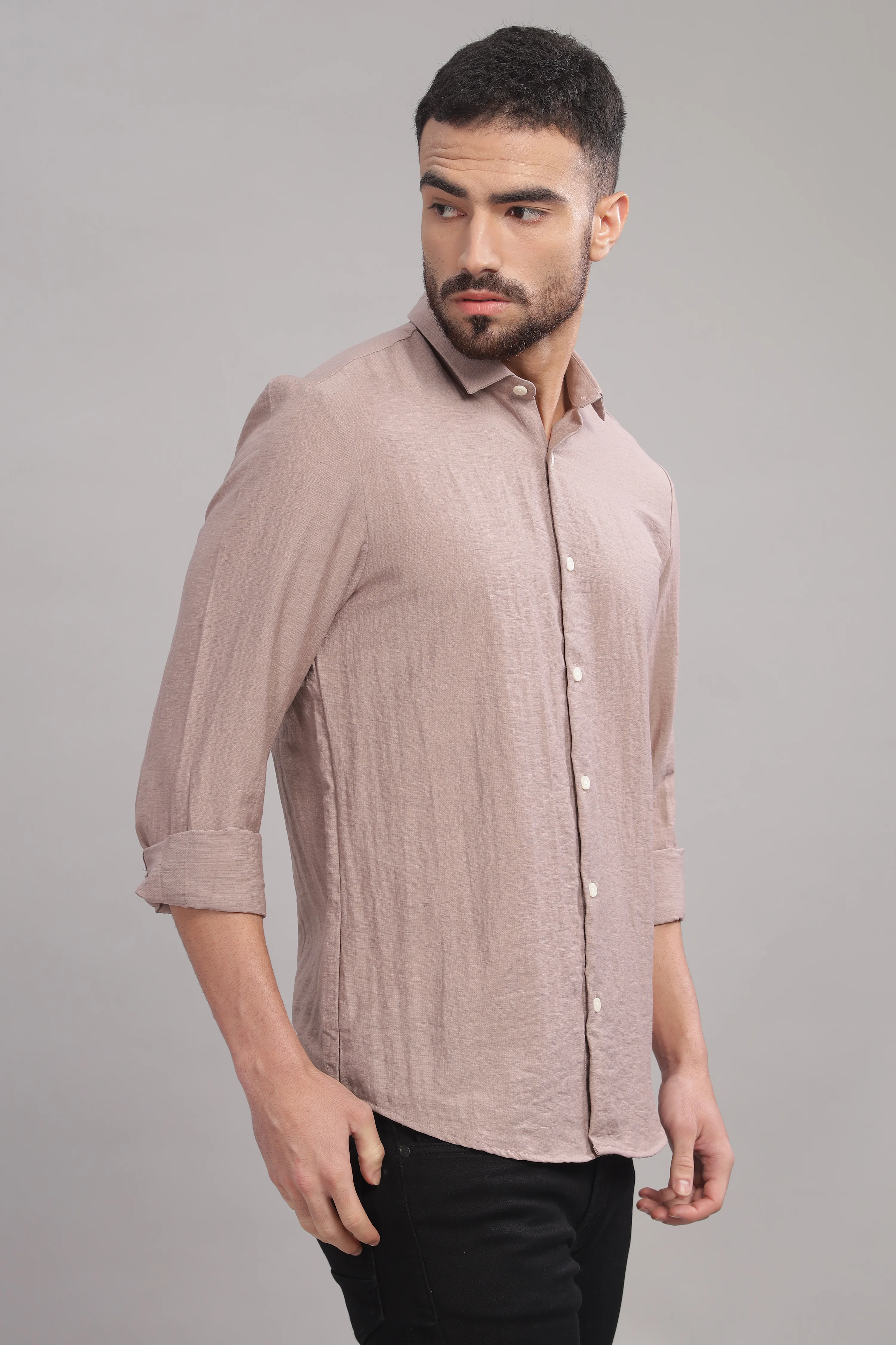 Men Marble Pink Slim Fit Shirt - Image 5