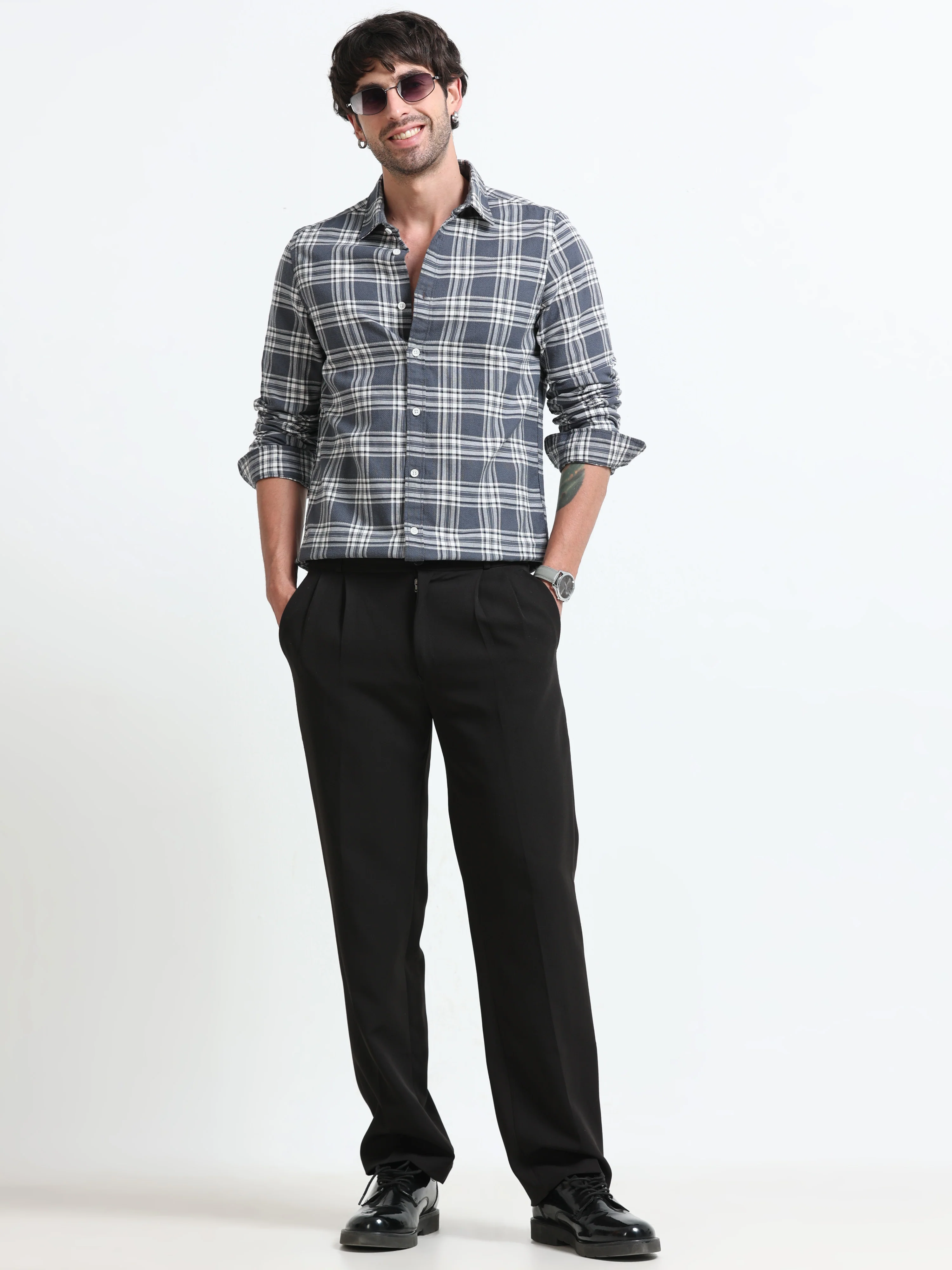 Men Marocco Textured Check Shirt - Image 3
