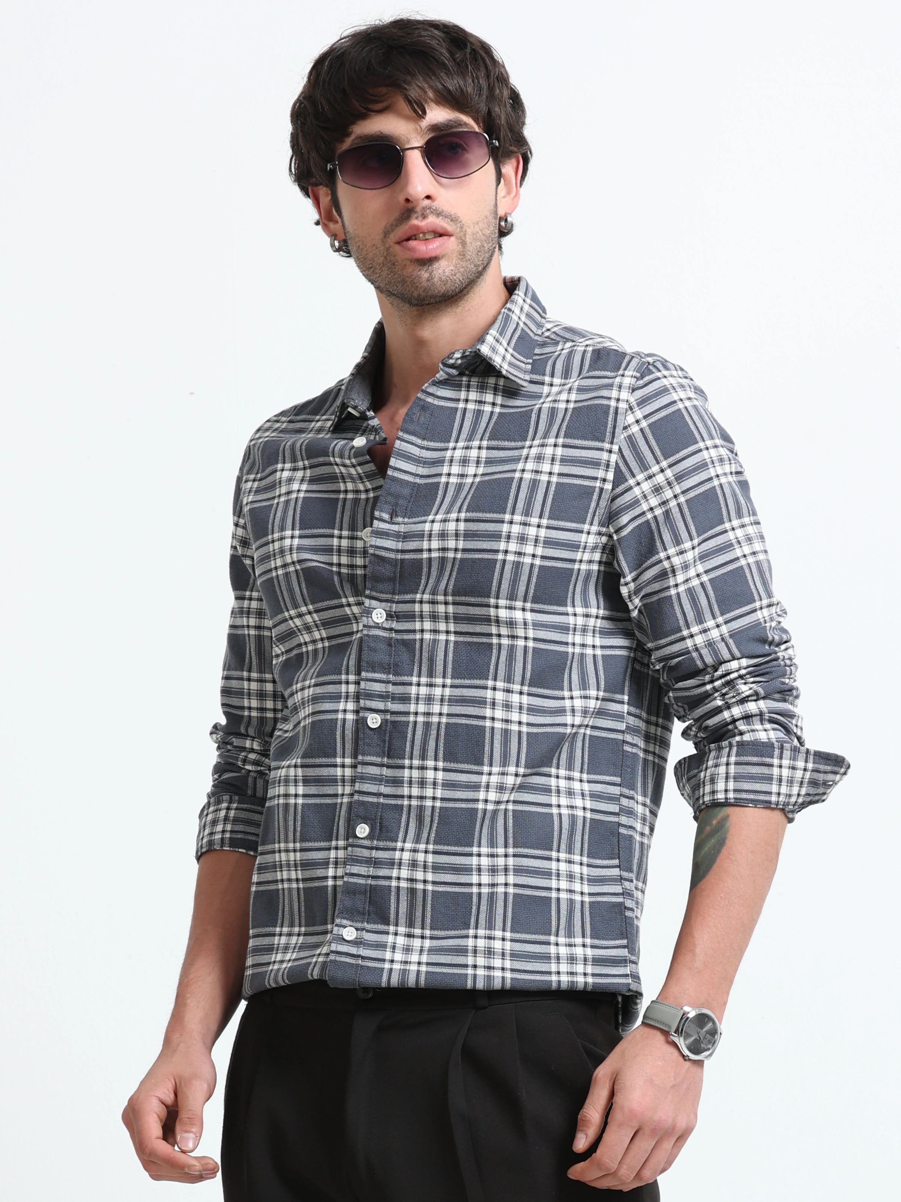 Men Marocco Textured Check Shirt - Image 4