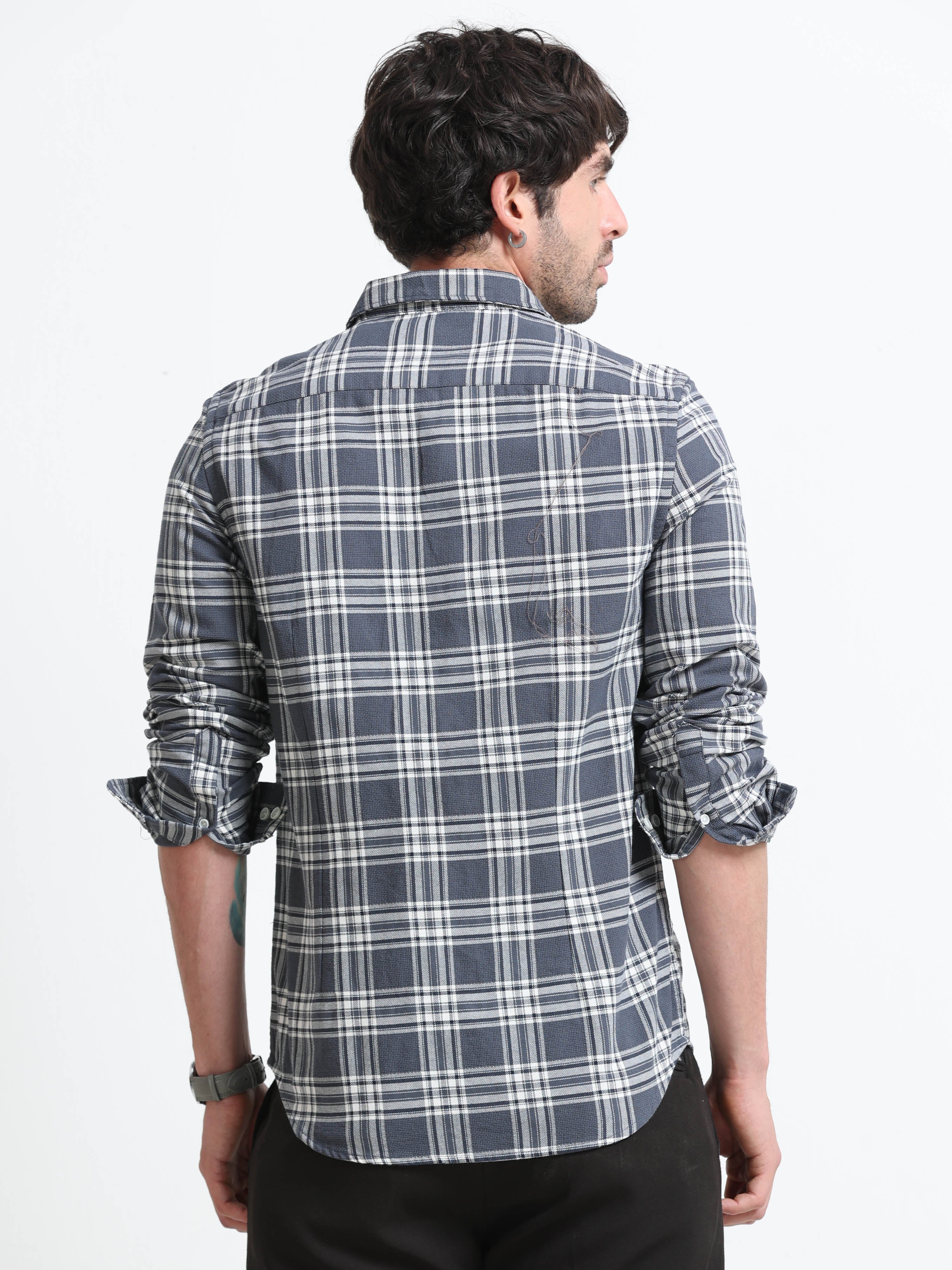 Men Marocco Textured Check Shirt - Image 6