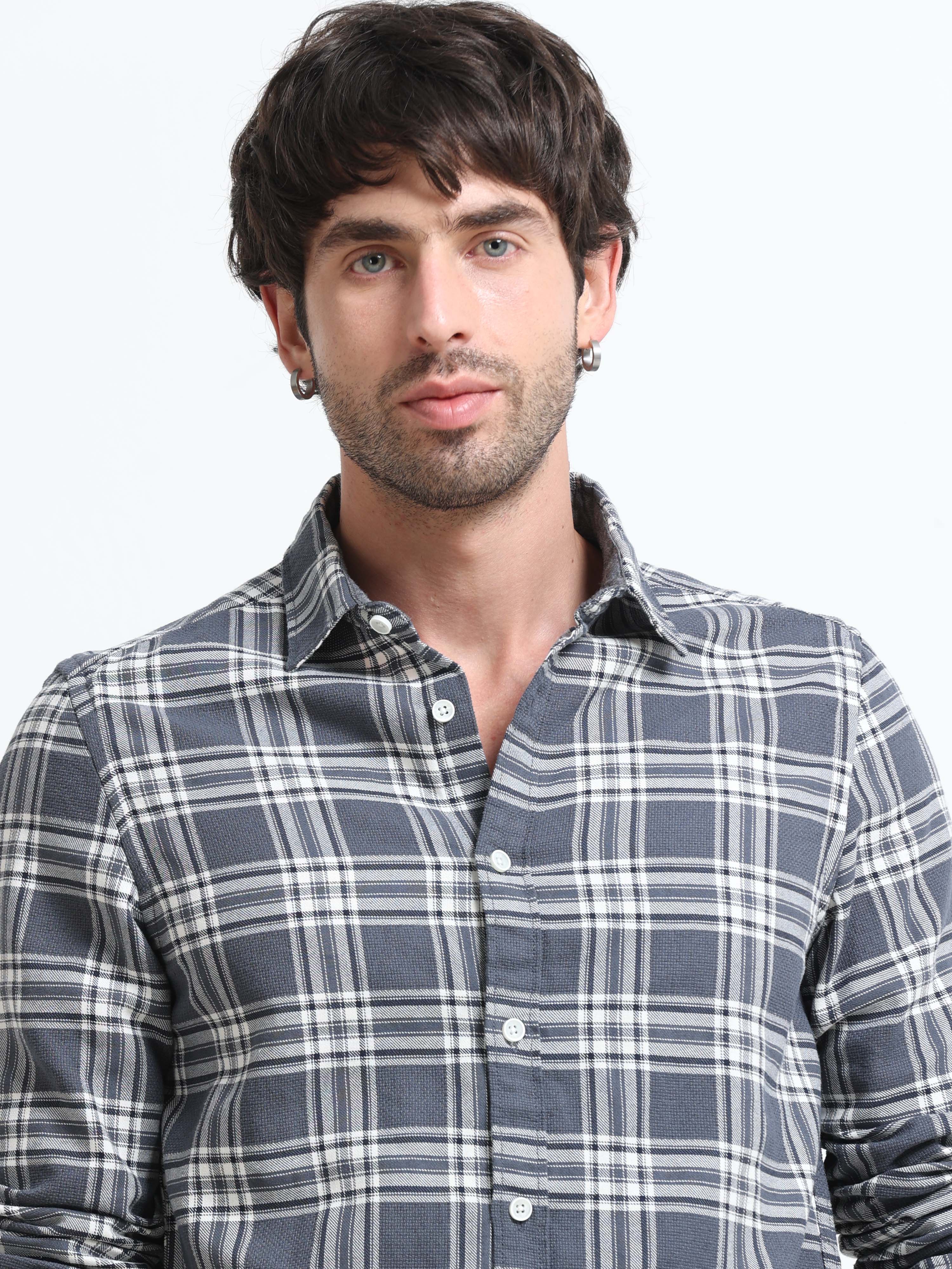 Men Marocco Textured Check Shirt - Image 7