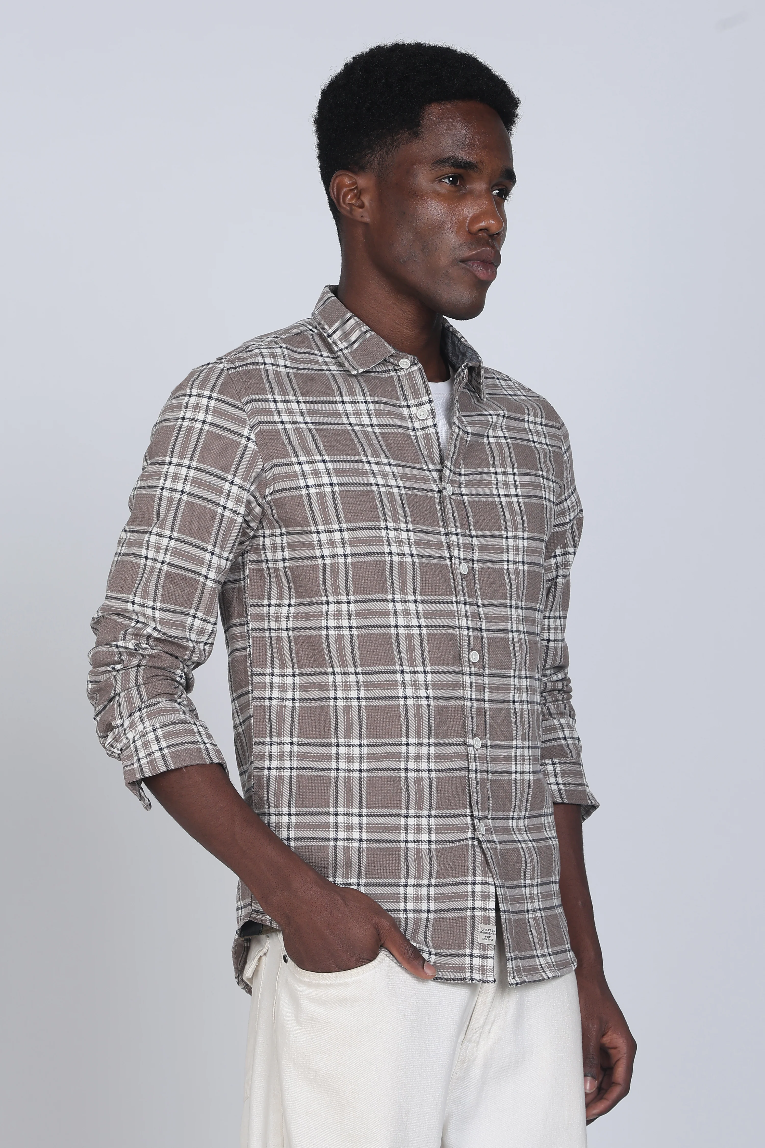 Men Marocco Textured Check Shirt - Image 3