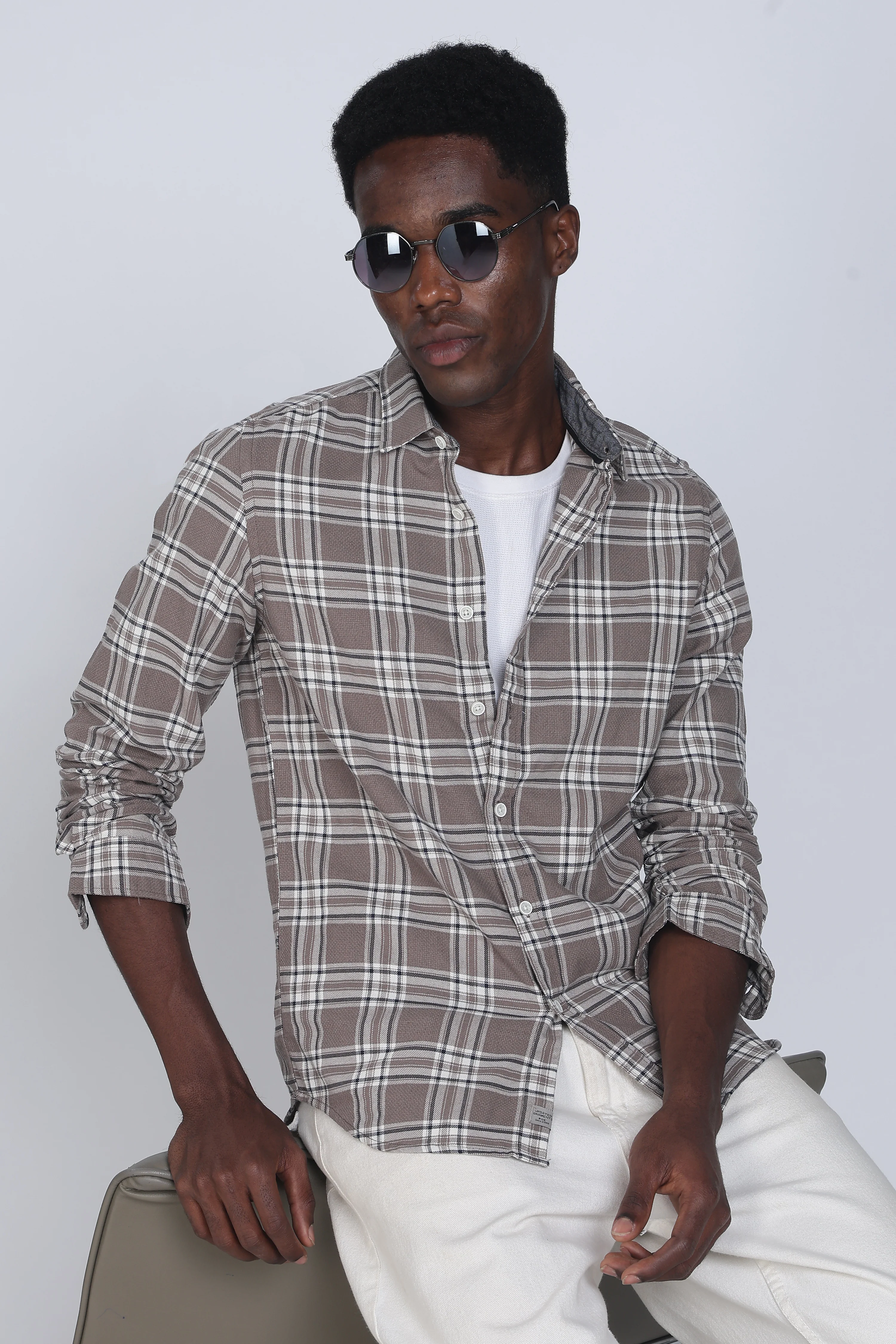Men Marocco Textured Check Shirt - Image 5