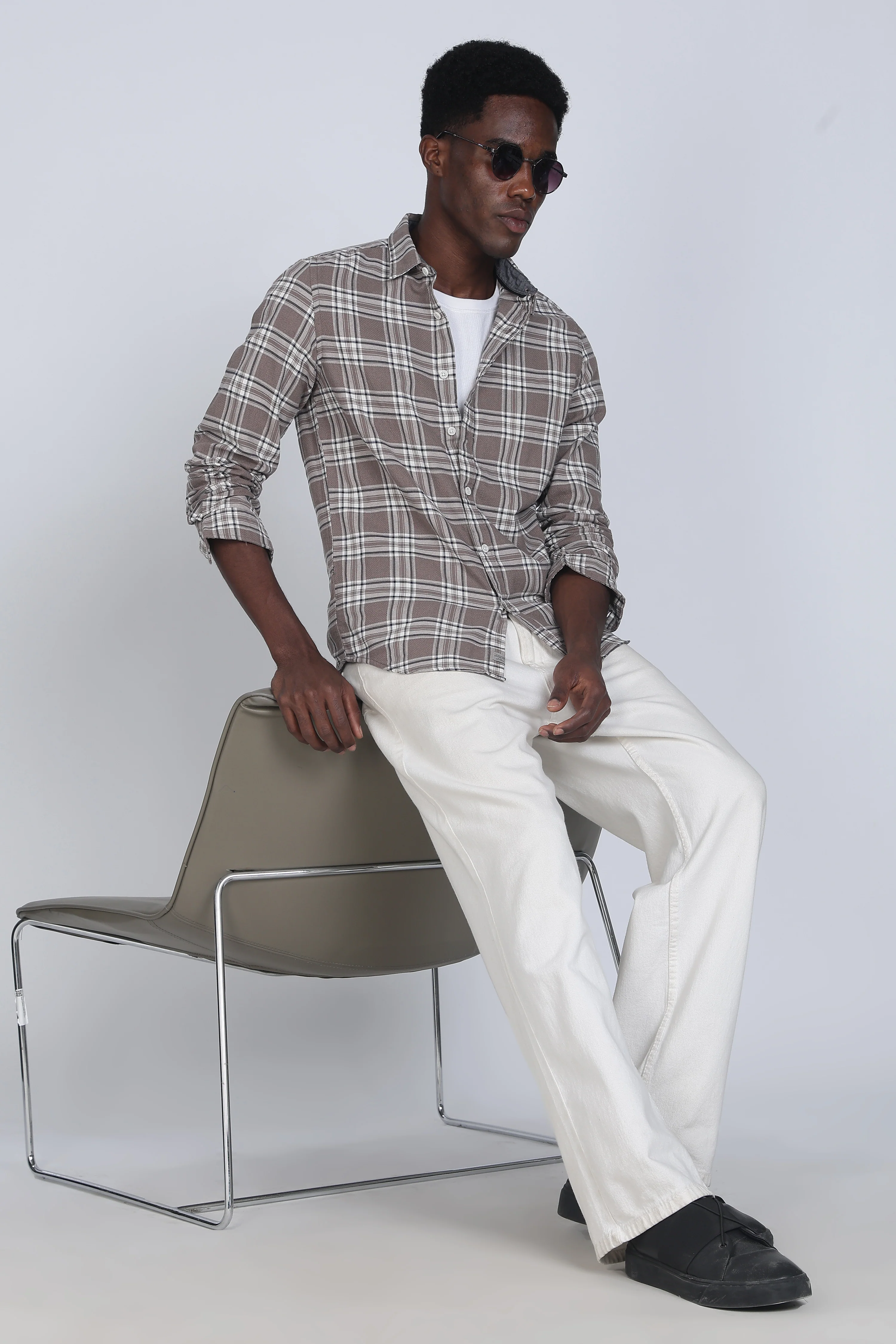 Men Marocco Textured Check Shirt - Image 7