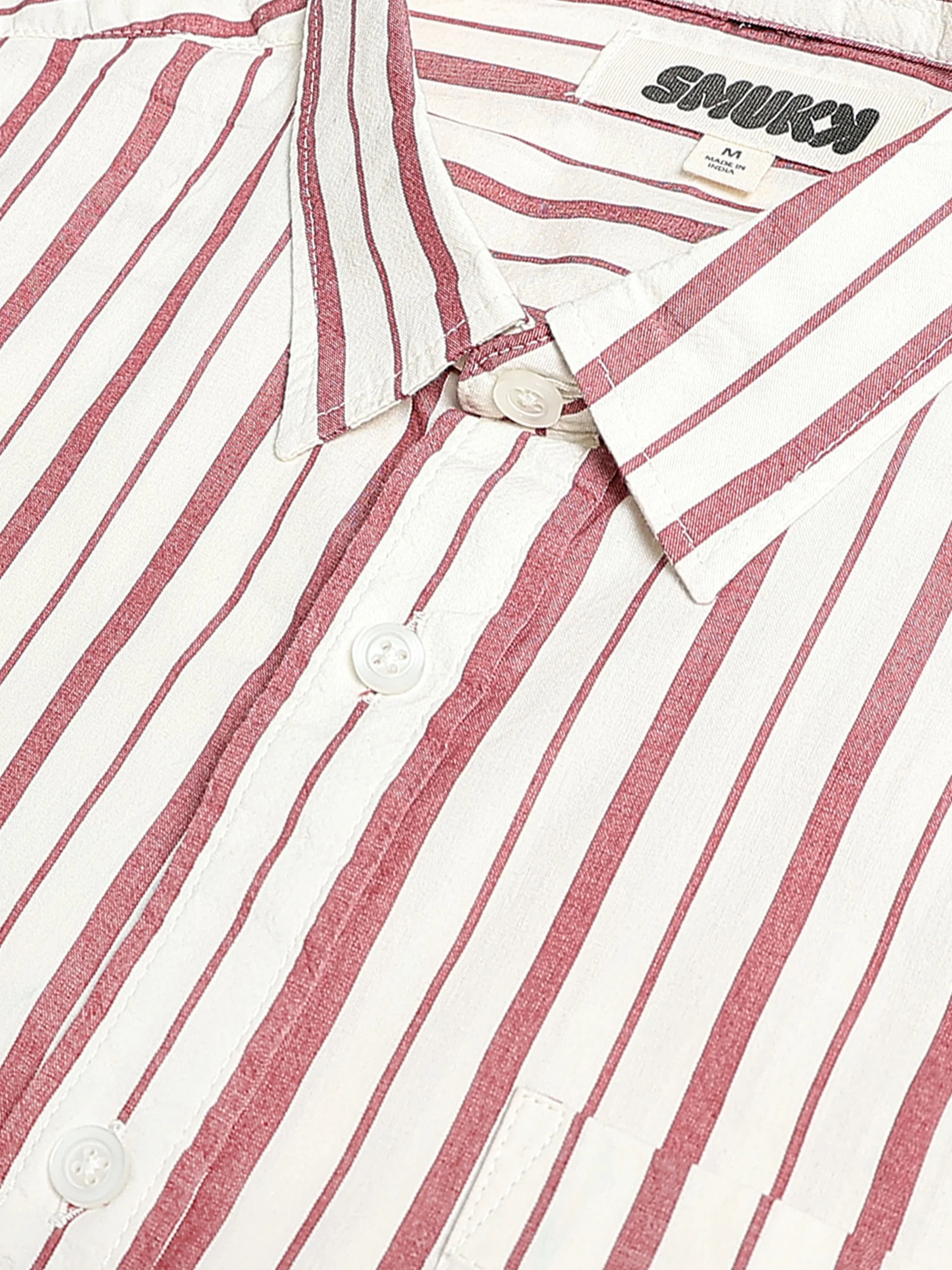 Men Maroon & White Stripe Shirt - Image 3