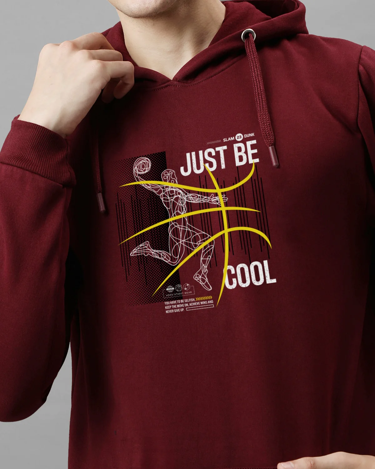 Men Maroon Baskeball Design Hoodie - Image 2