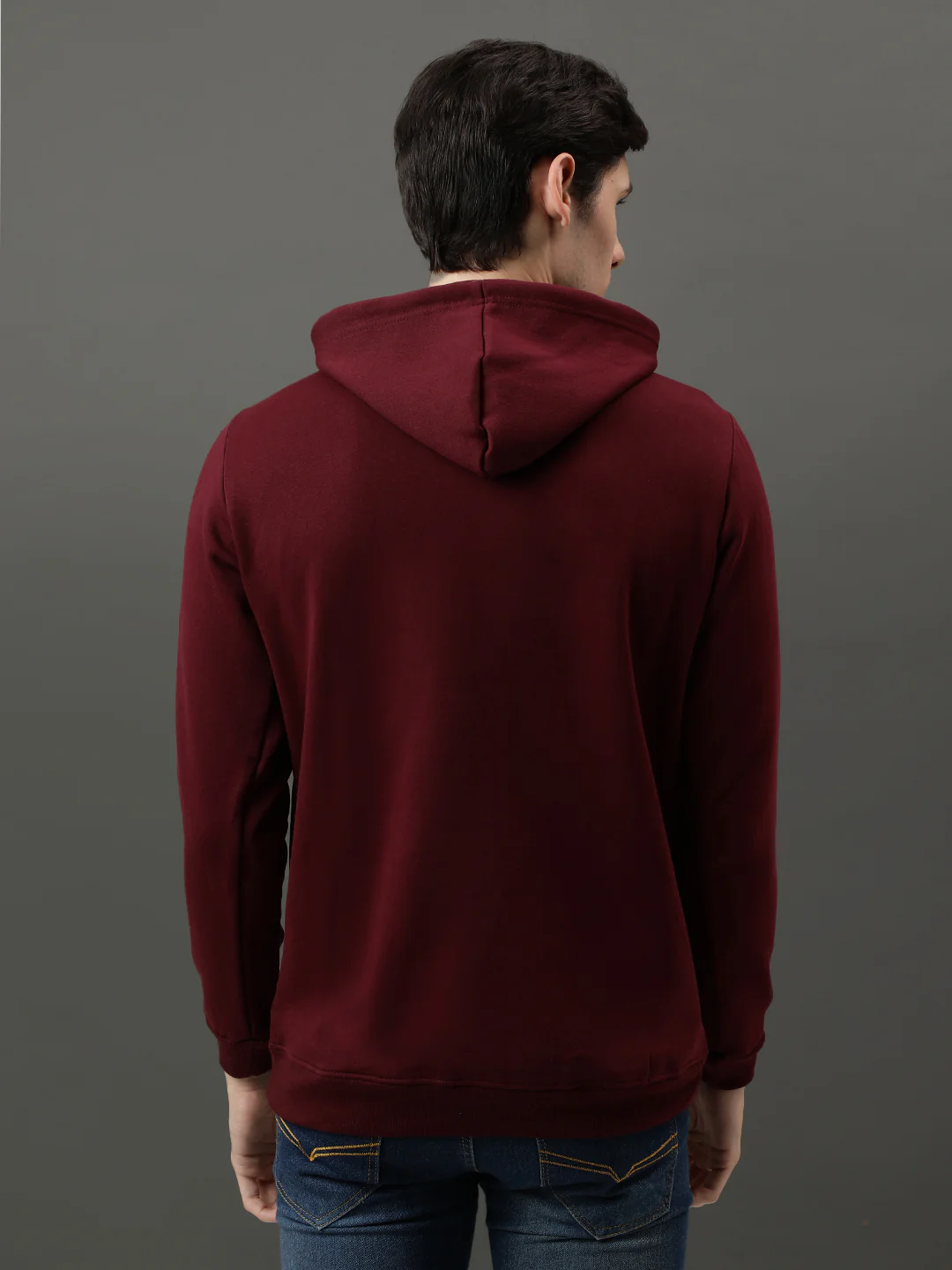 Men Maroon Printed Hoodie - Image 2