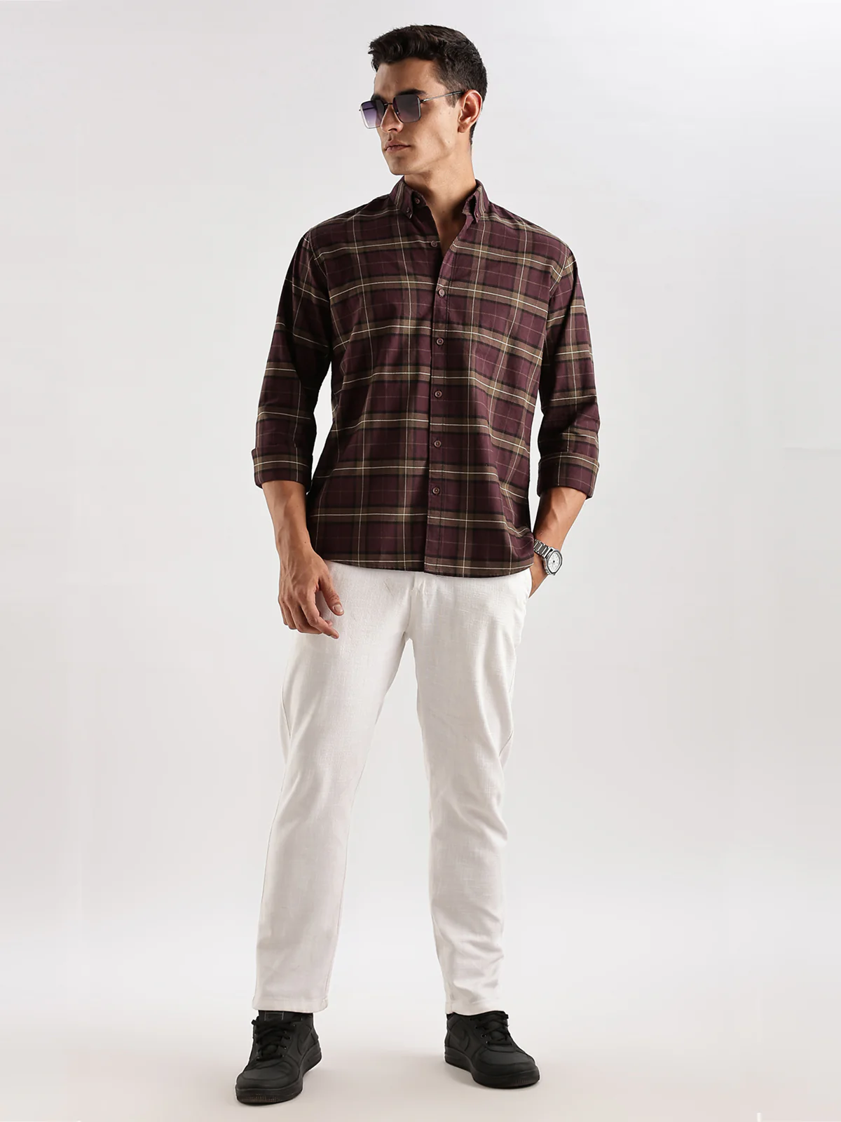 Men Maroon Casual Shirt - Image 5