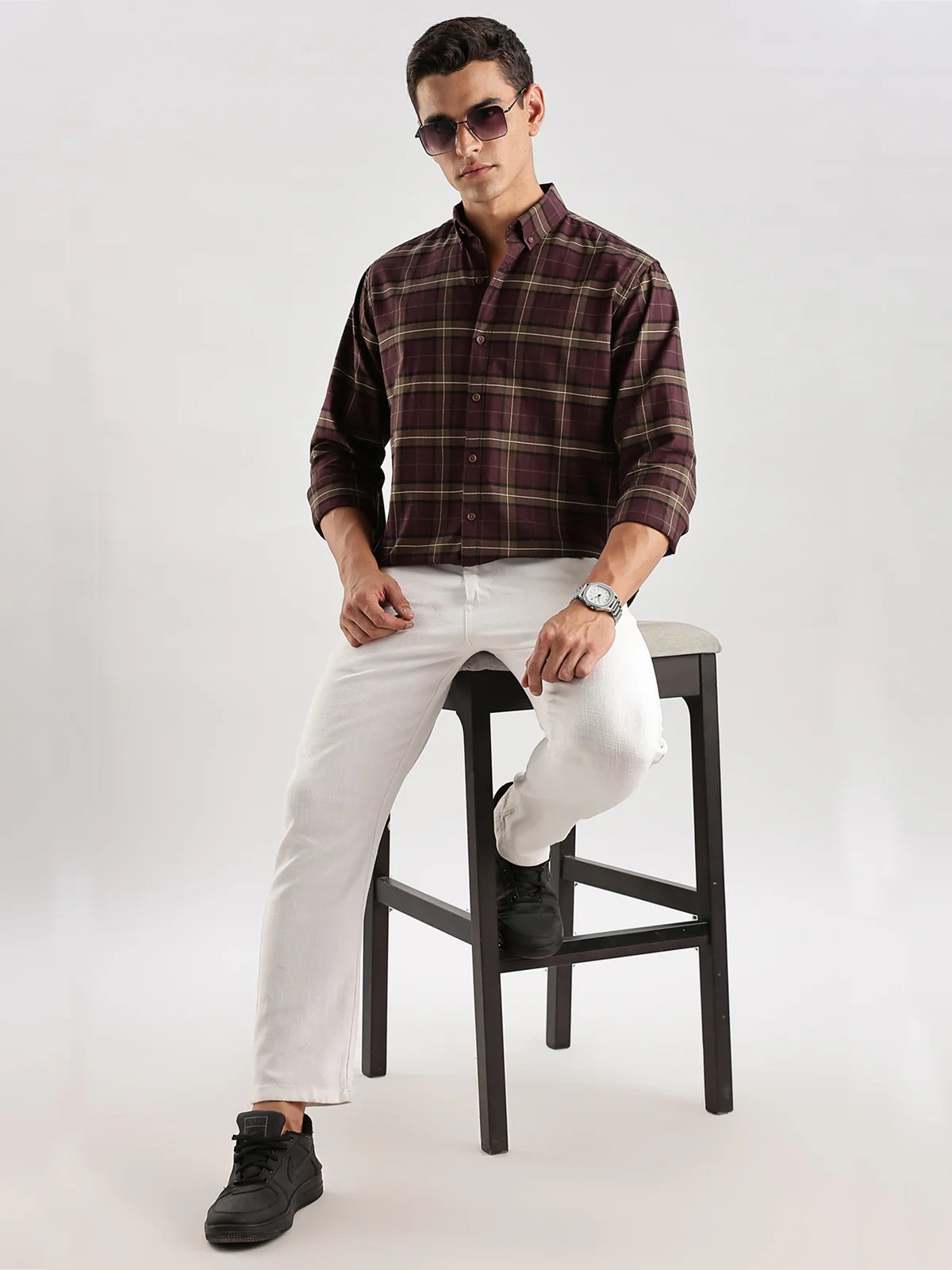 Men Maroon Casual Shirt - Image 7