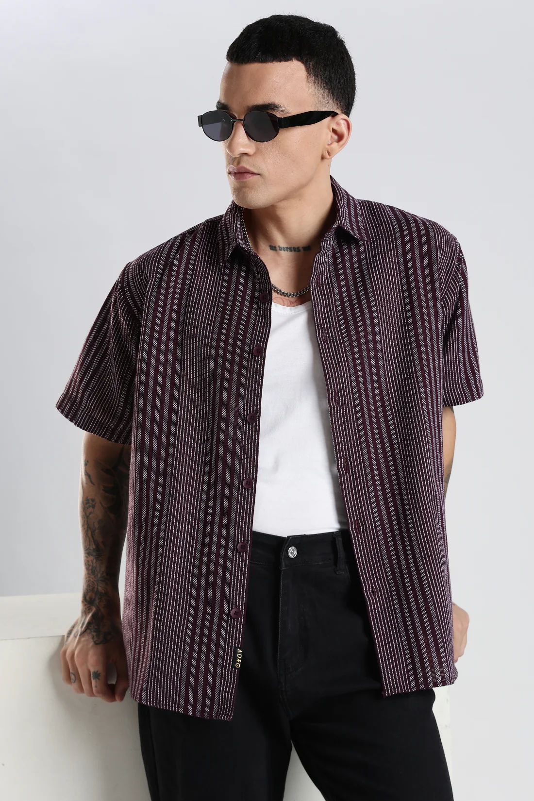 Men Maroon Casual Shirt - Image 3