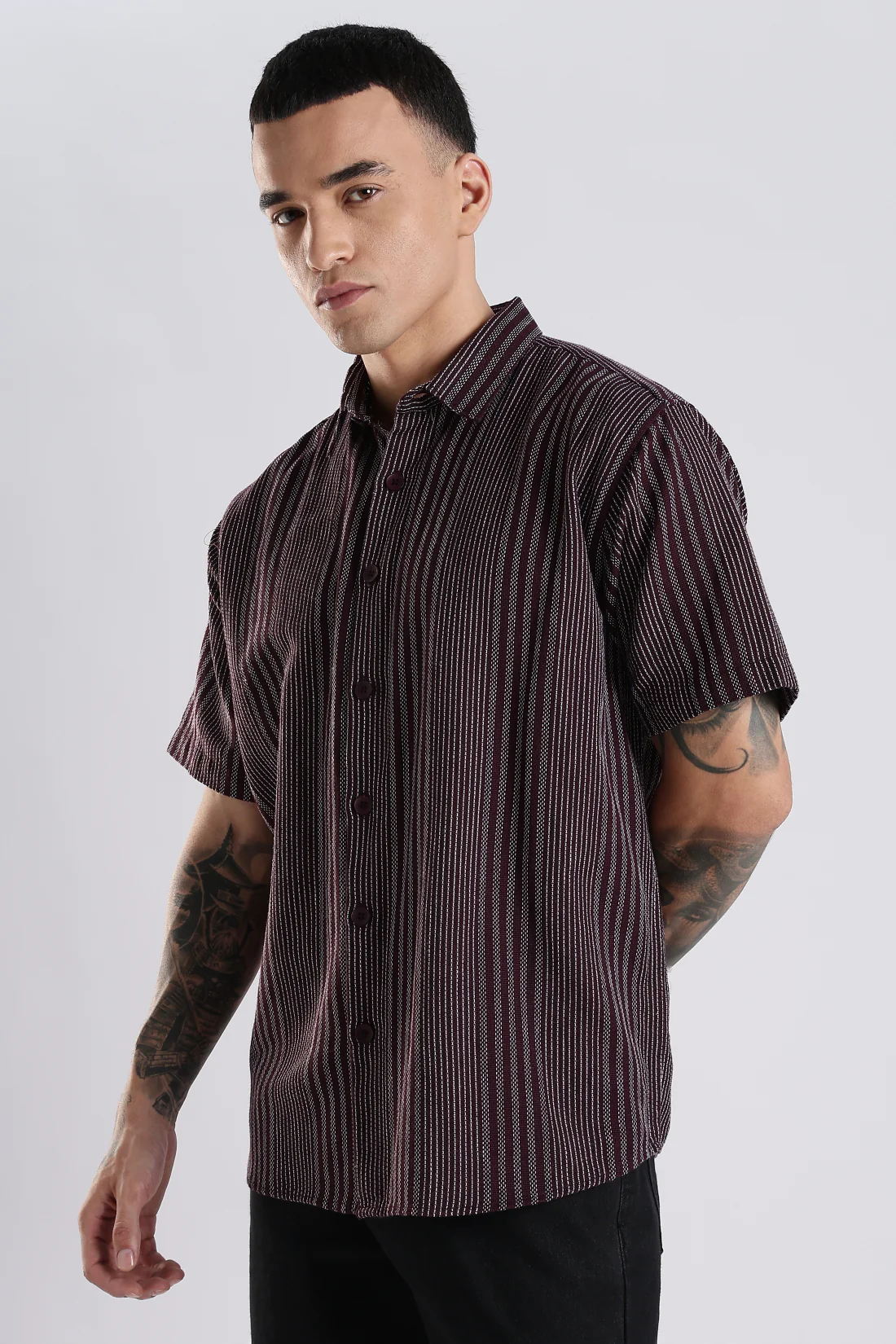 Men Maroon Casual Shirt - Image 5
