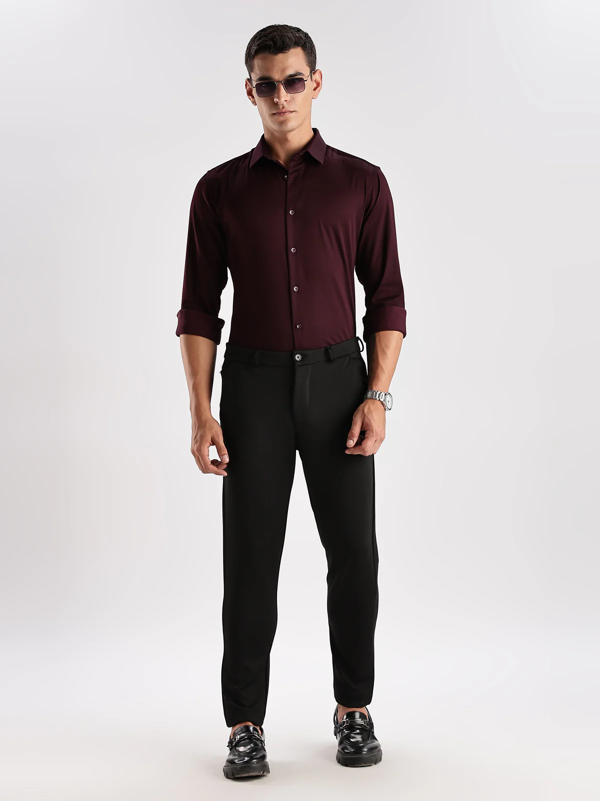 Men Maroon Casual Shirt - Image 5