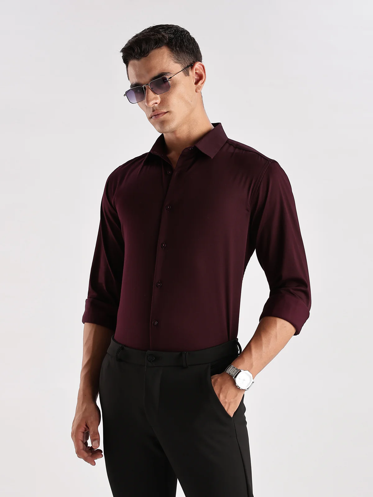 Men Maroon Casual Shirt - Image 7