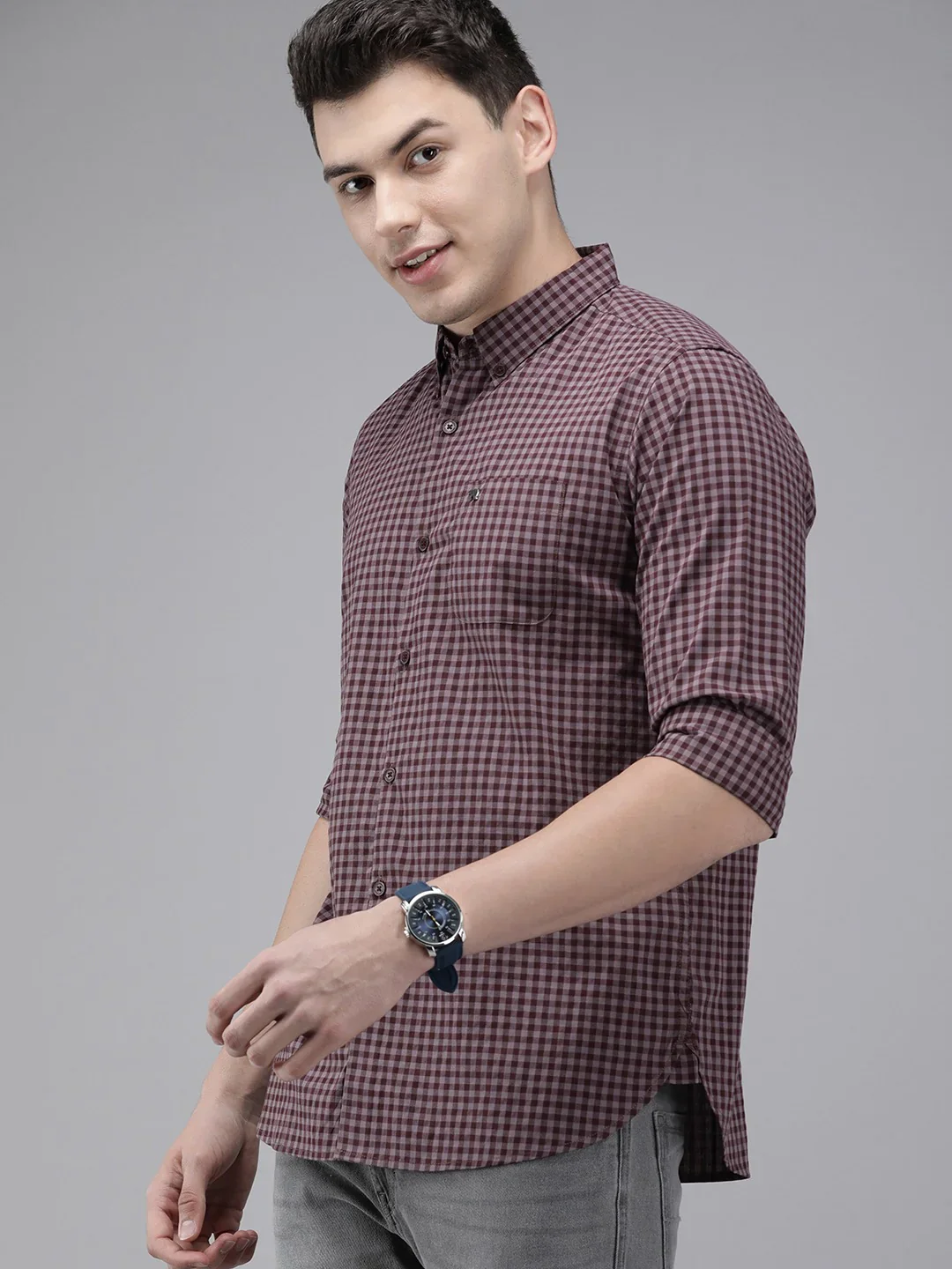 Men Maroon Casual Shirt - Image 3