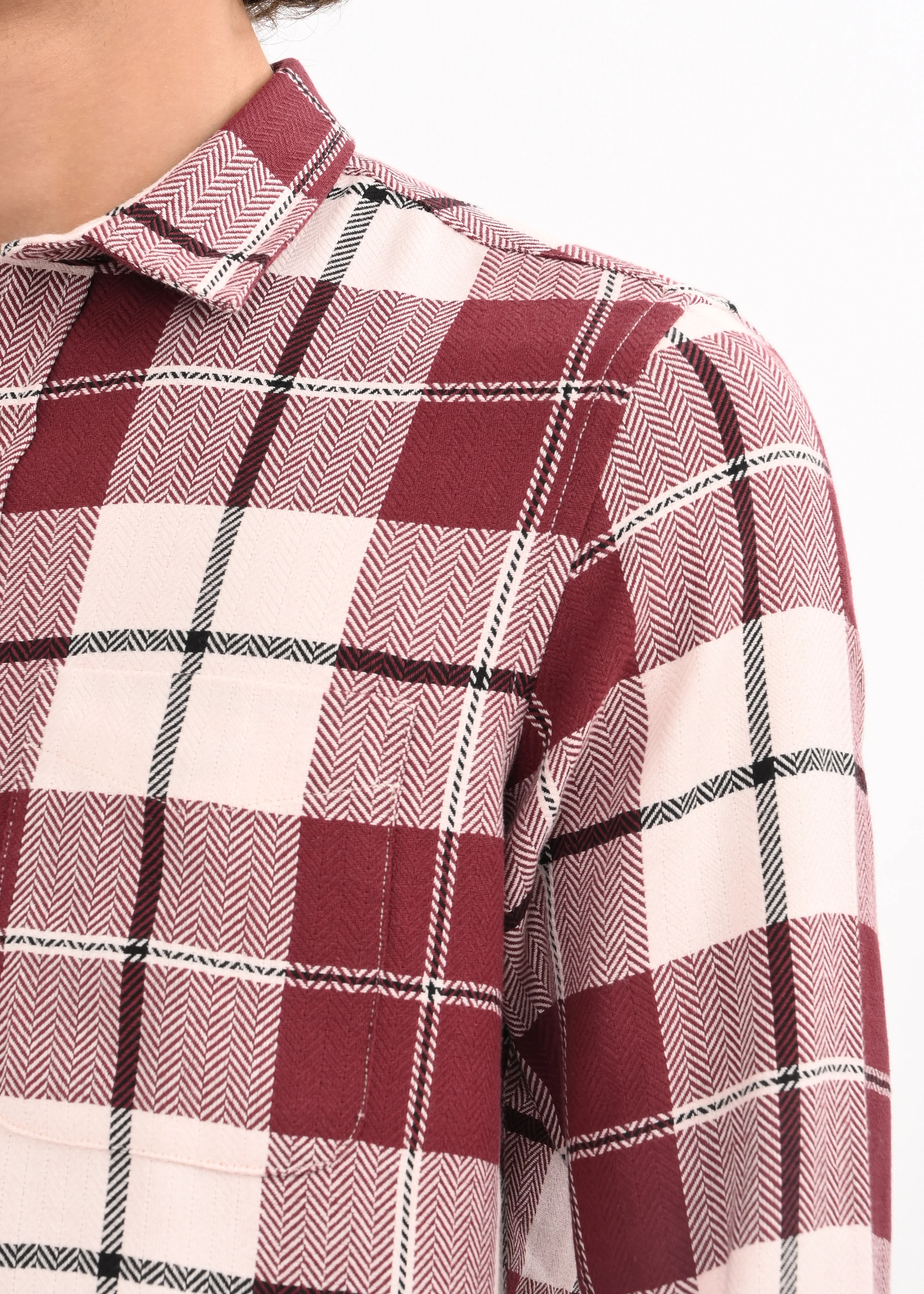 Men Maroon Checked Shirt - Image 5