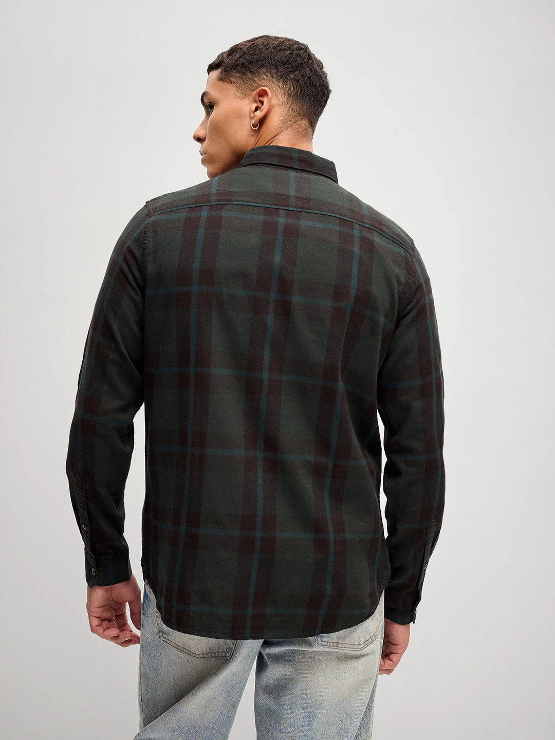 Men Maroon Checked Slim Fit Casual Shirt - Image 2
