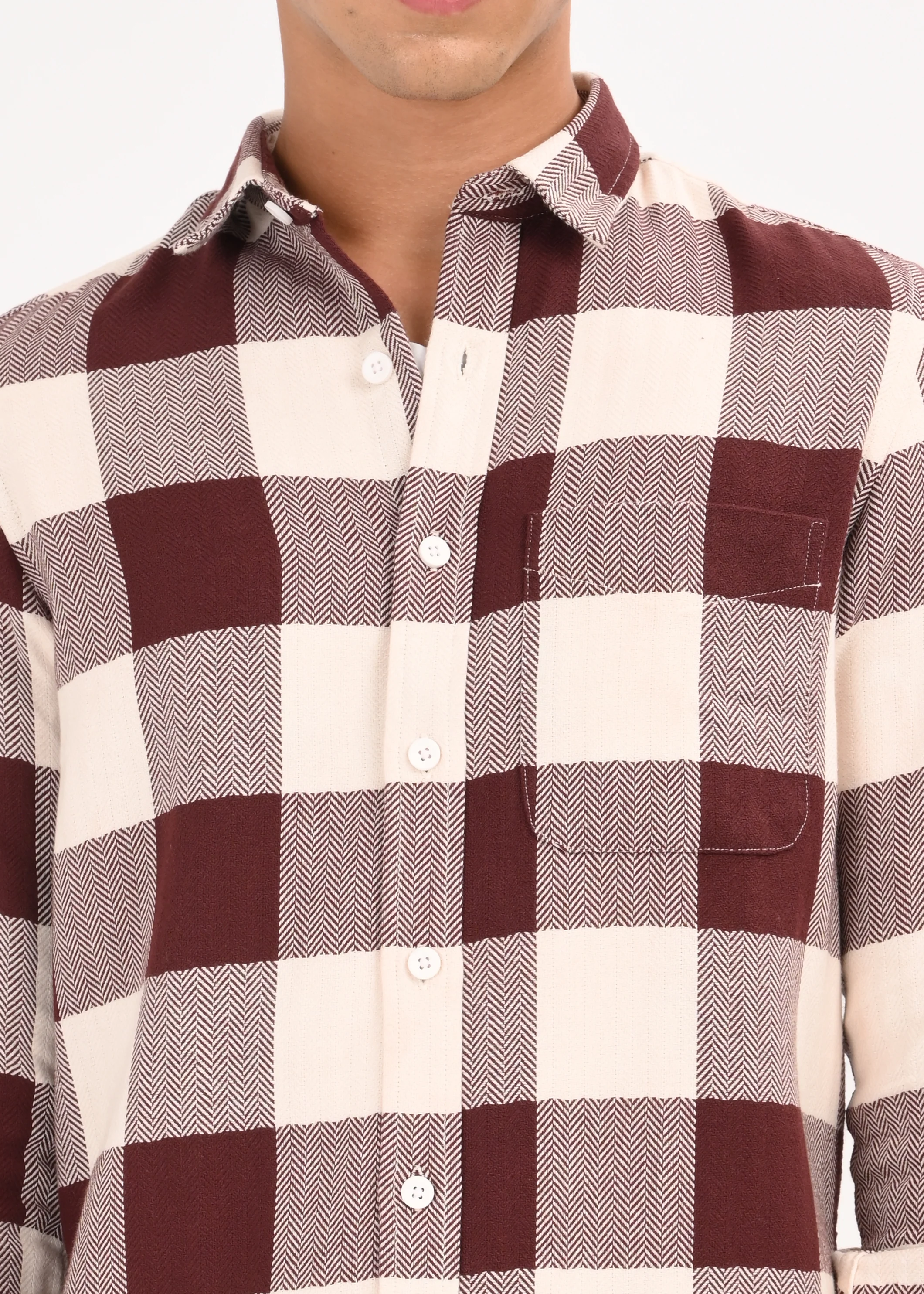 Men Maroon Classic Bold Checked Shirt - Image 3