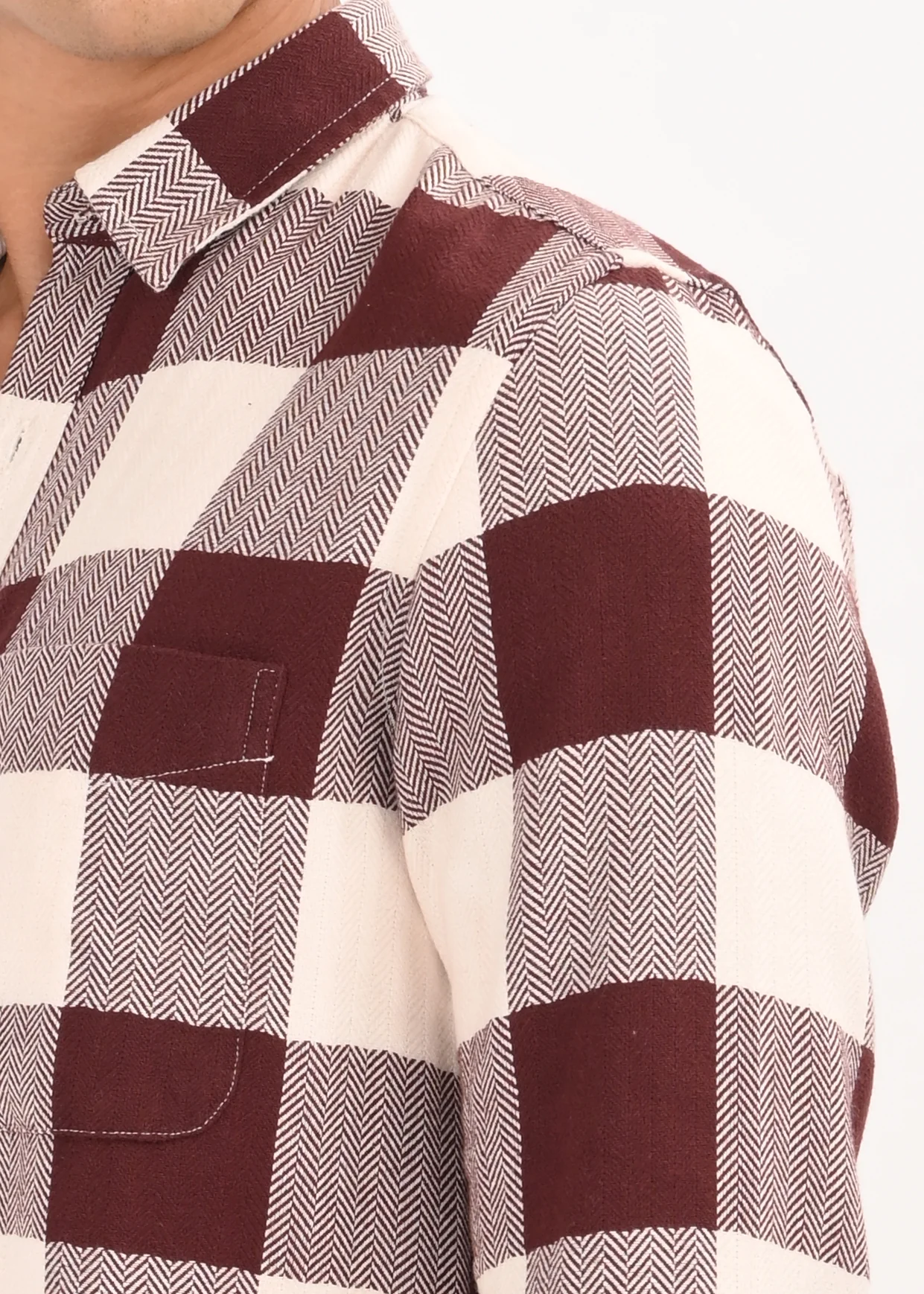 Men Maroon Classic Bold Checked Shirt - Image 4