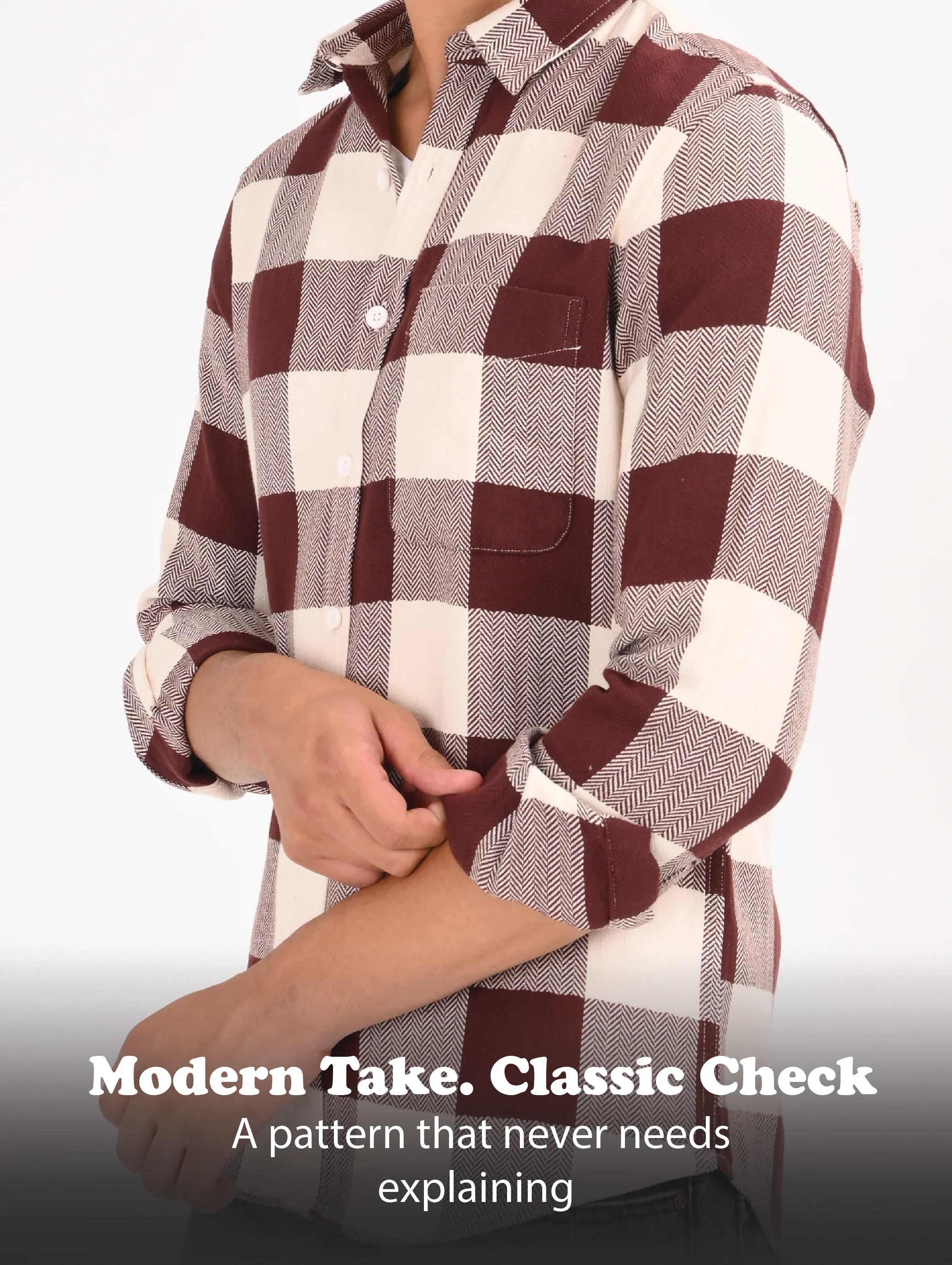 Men Maroon Classic Bold Checked Shirt - Image 9