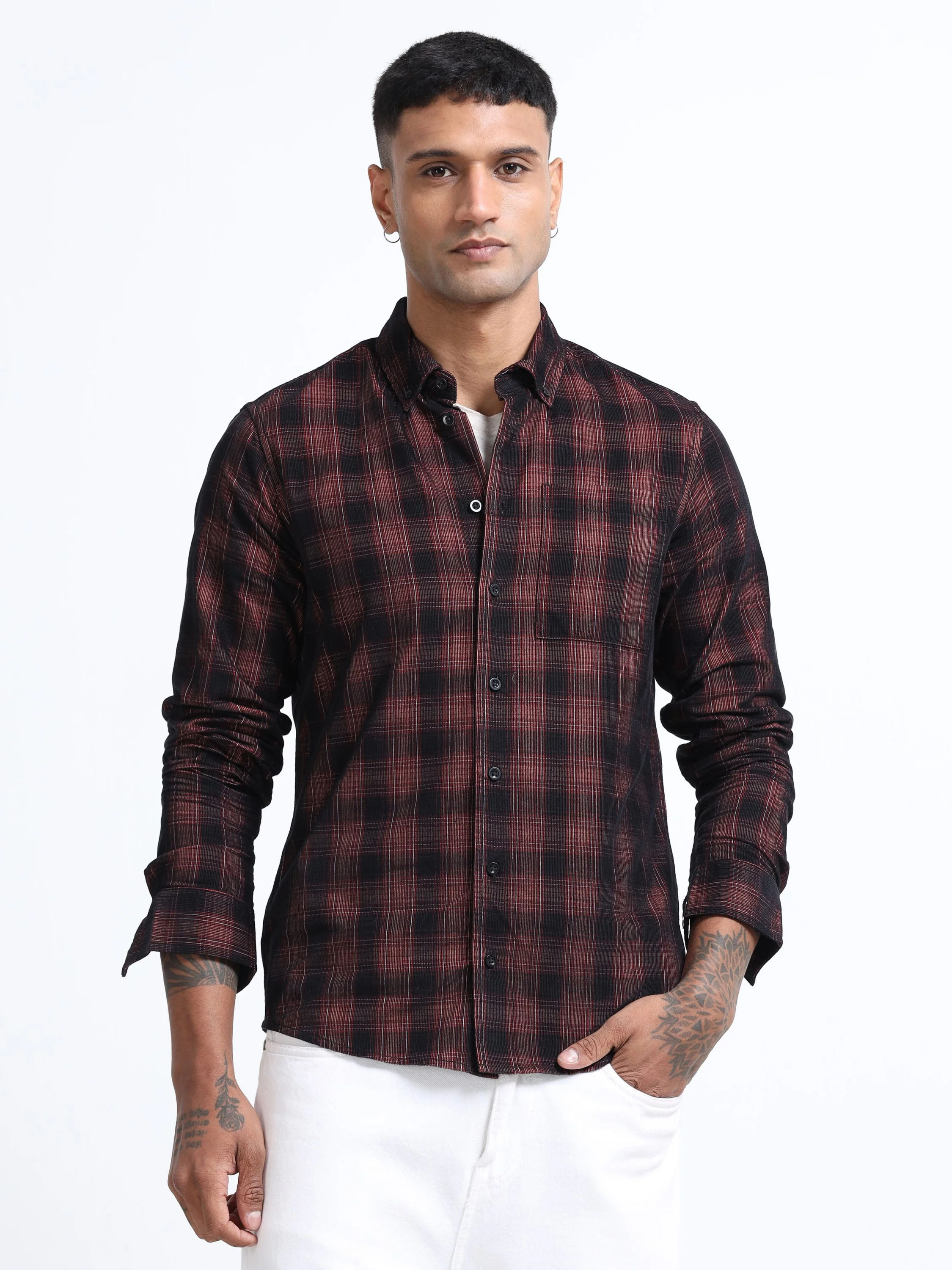 Men Corduroy Button Down Shirt - Image 3