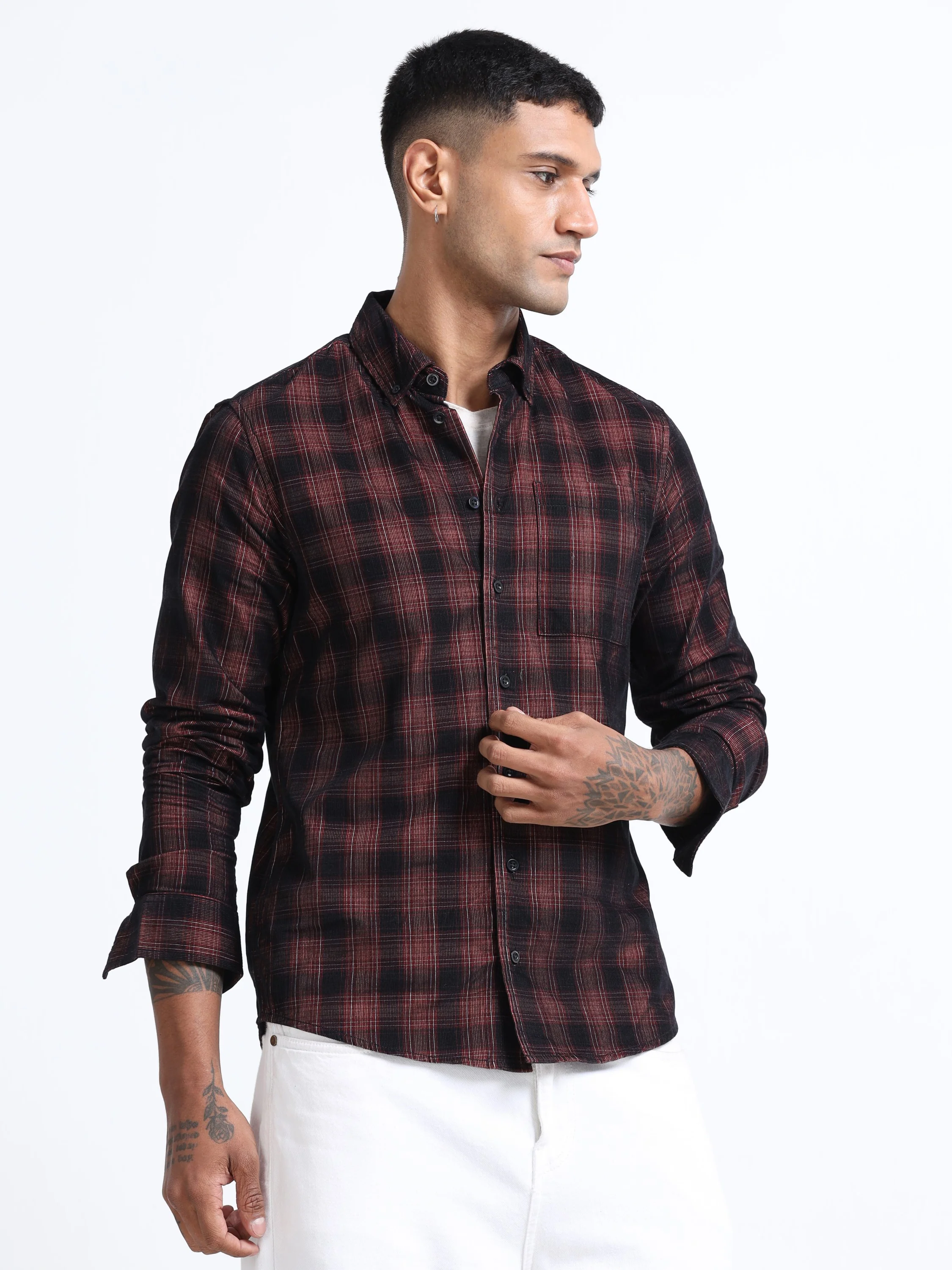 Men Corduroy Button Down Shirt - Image 6