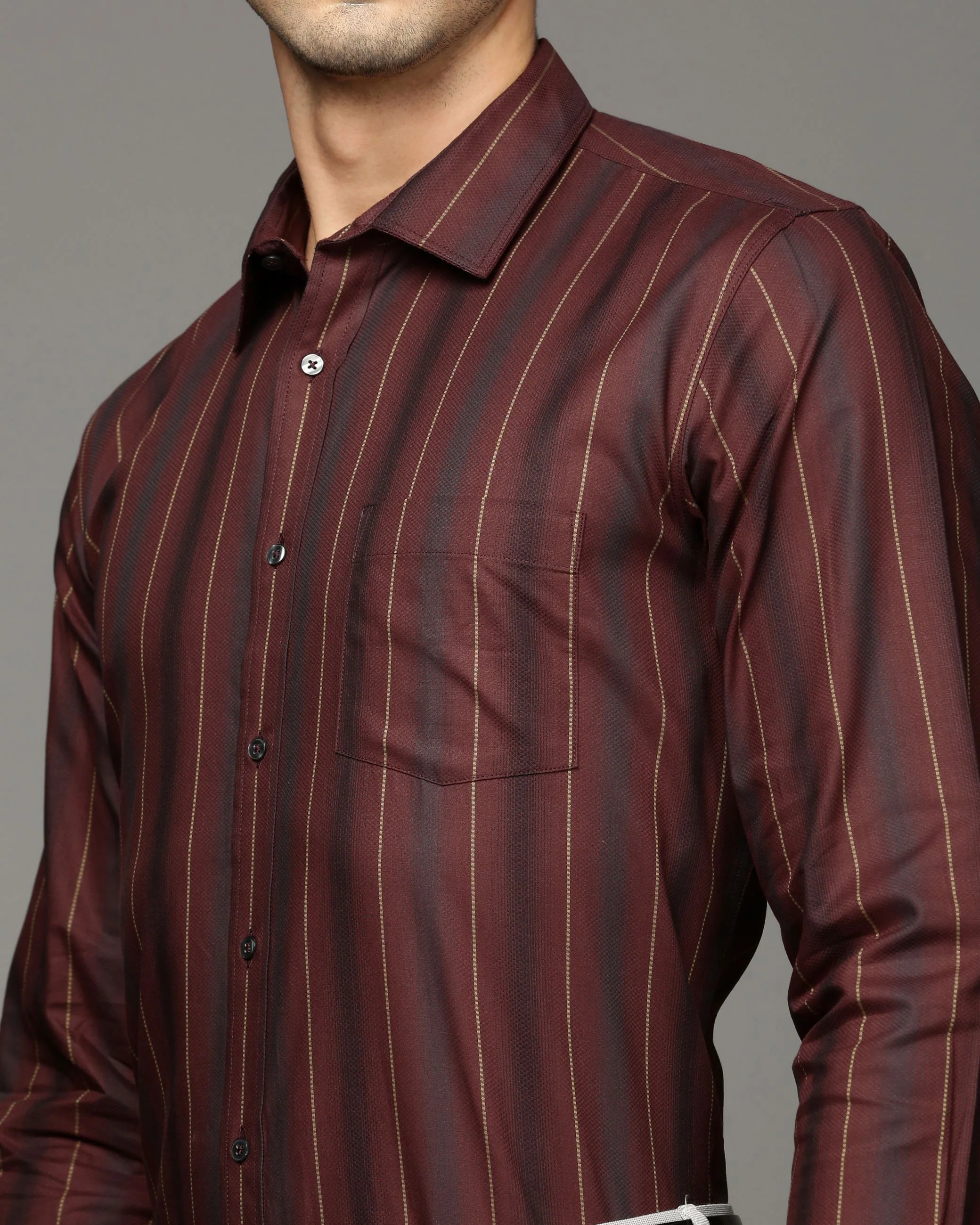 Men Maroon Cotton Blend Slim Shirt - Image 6