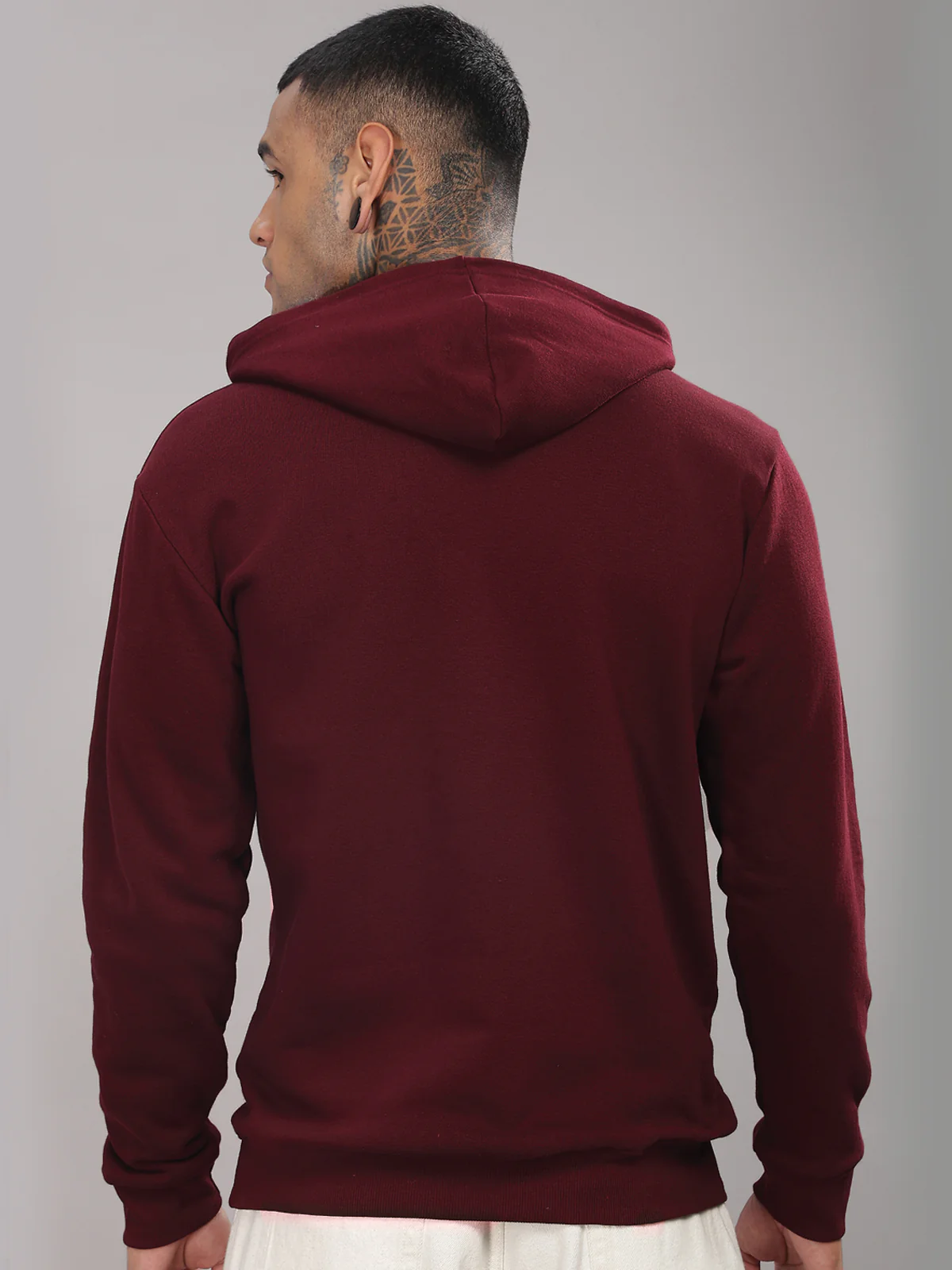 Men Maroon Cotton Fleece Hoodie - Image 2