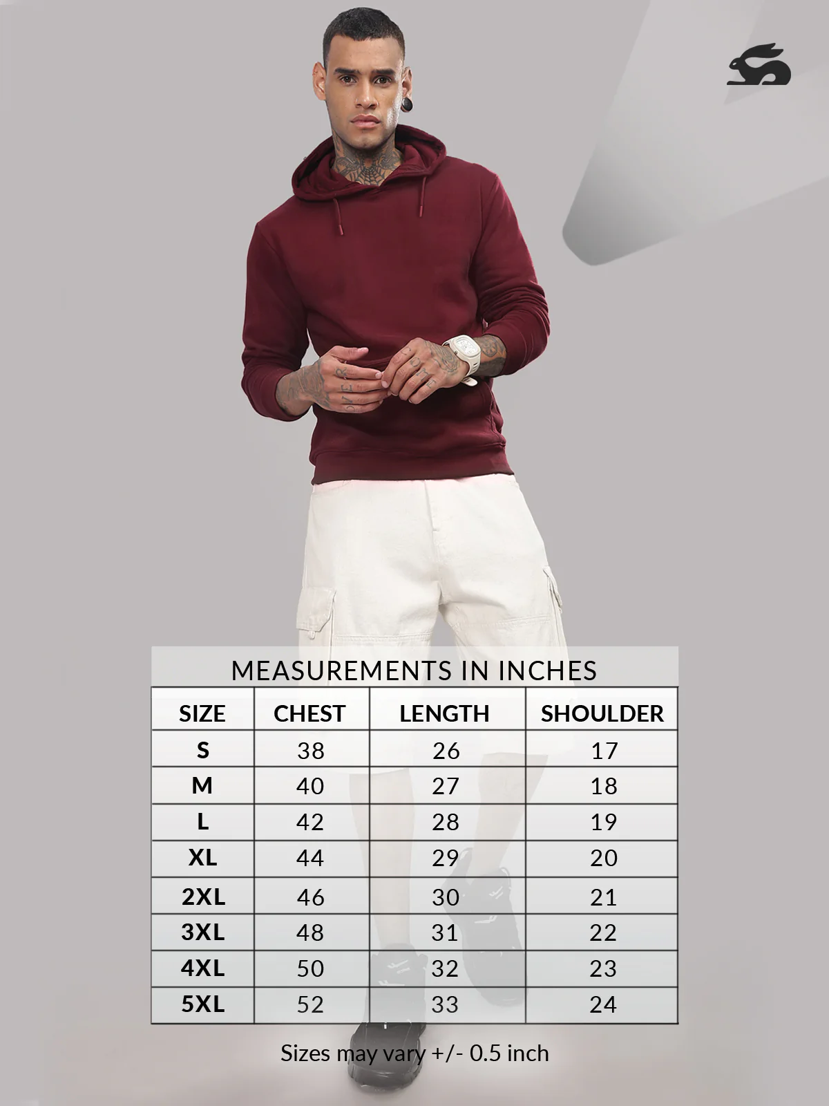 Men Maroon Cotton Fleece Printed Hoodie - Image 5