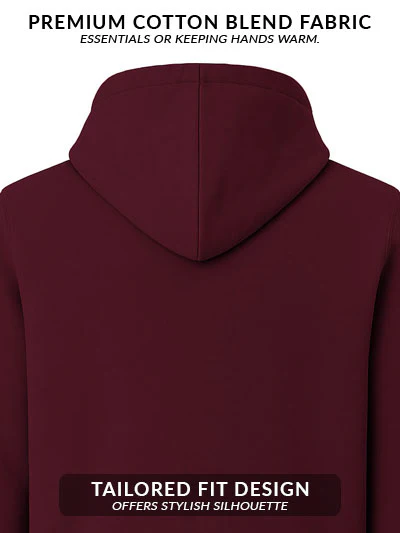 Men Maroon Cotton Fleece Printed Hoodie - Image 4