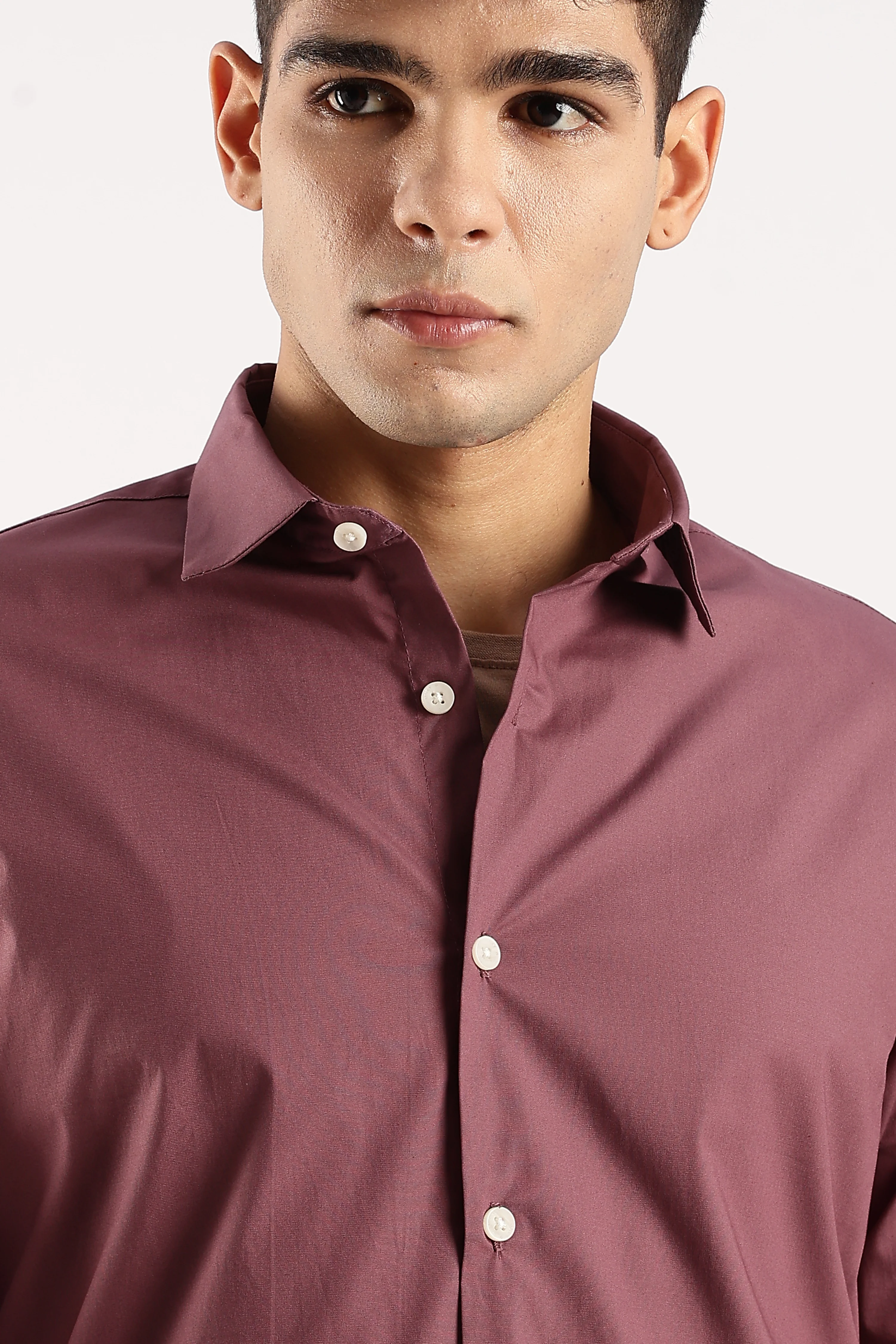 Men Maroon Cotton Lycra Shirt - Image 7