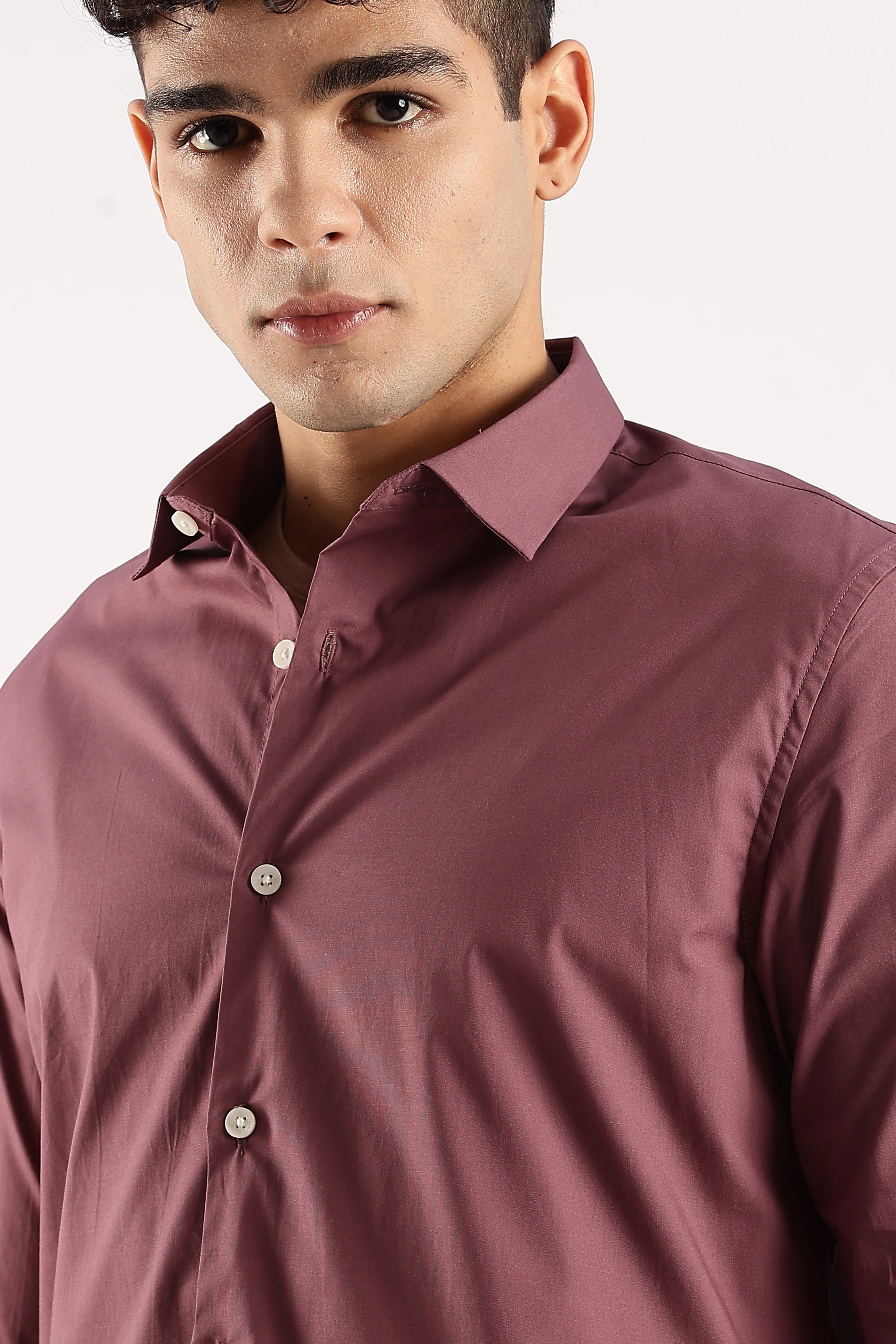 Men Maroon Cotton Lycra Shirt - Image 8