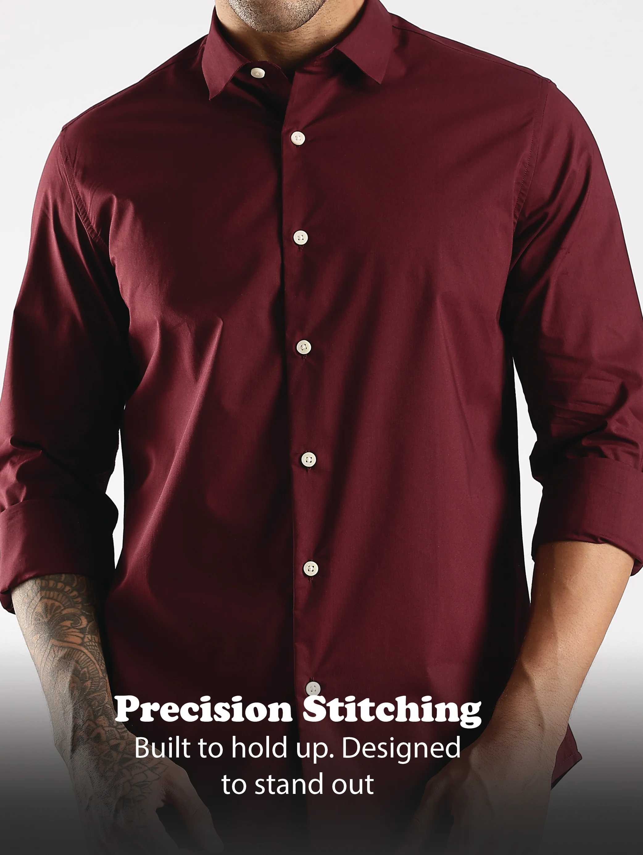 Men Maroon Cotton Slim Fit Shirt - Image 11