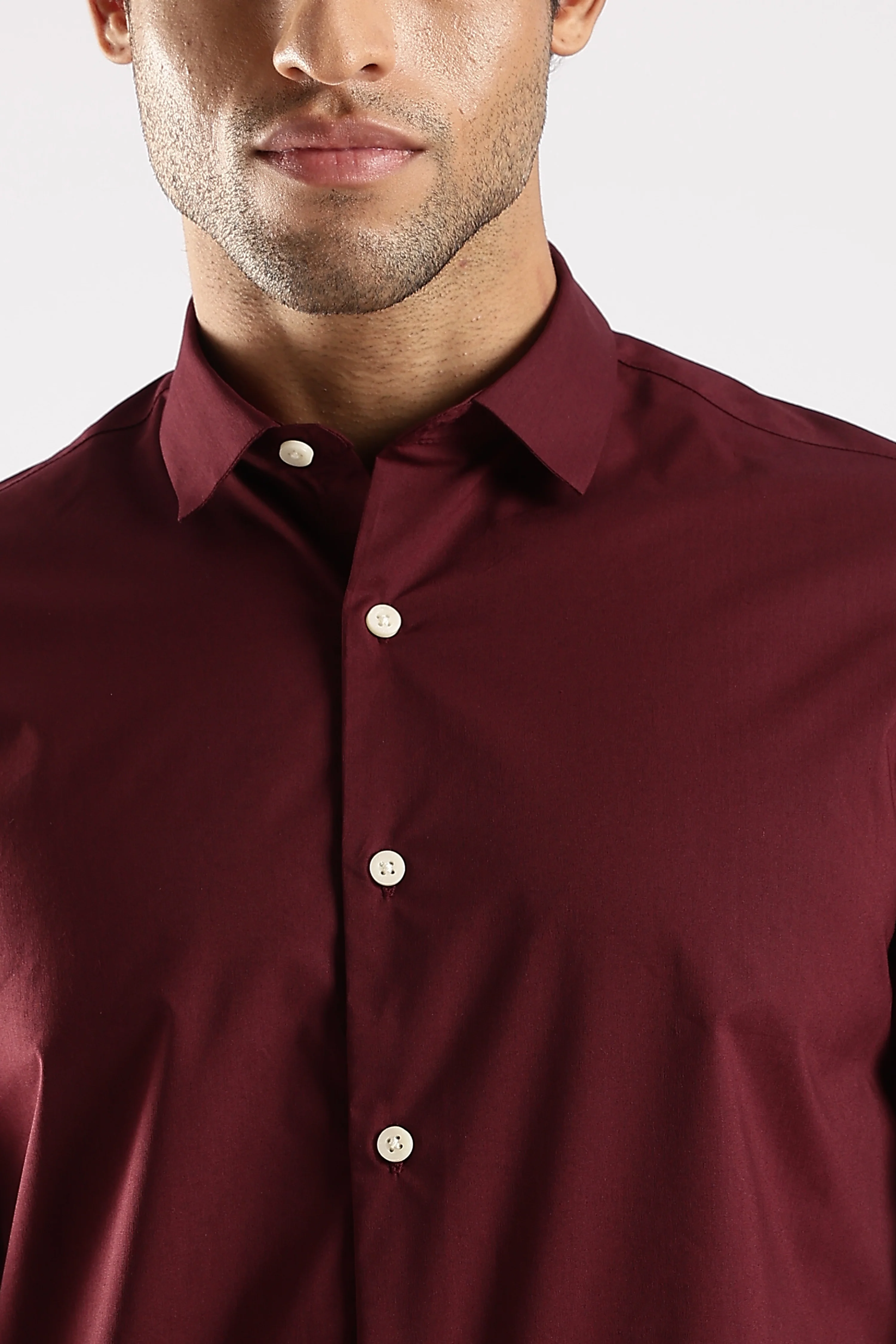 Men Maroon Cotton Slim Fit Shirt - Image 5