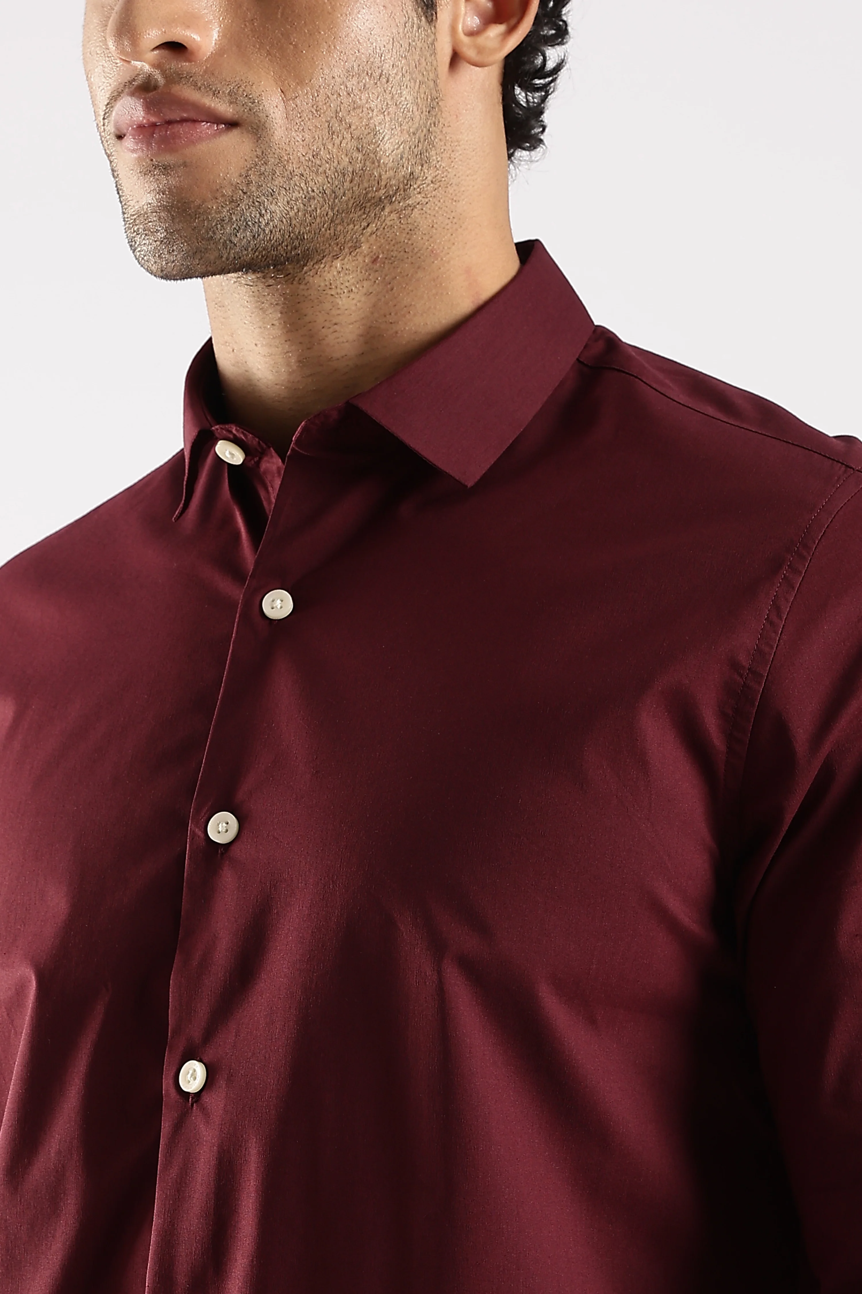 Men Maroon Cotton Slim Fit Shirt - Image 6