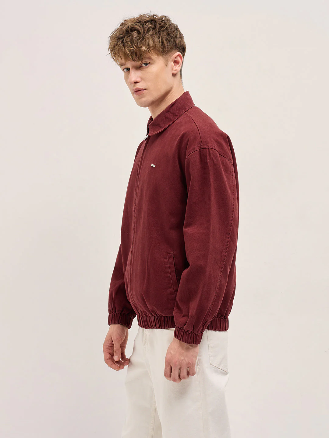 Men "Maroon Denim Jacket - Image 3