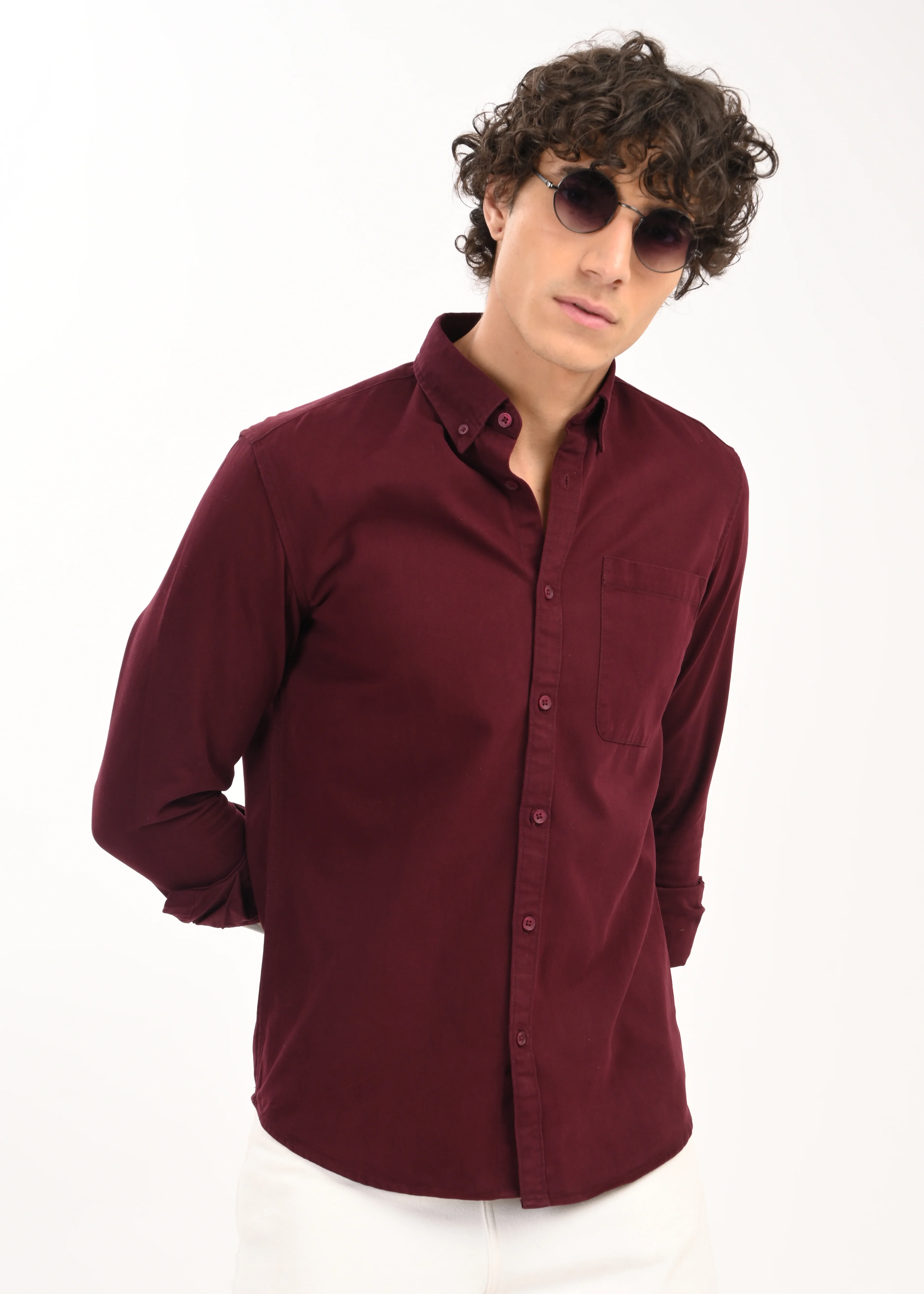 Men Maroon Everyday Essential Solid Shirt - Image 10